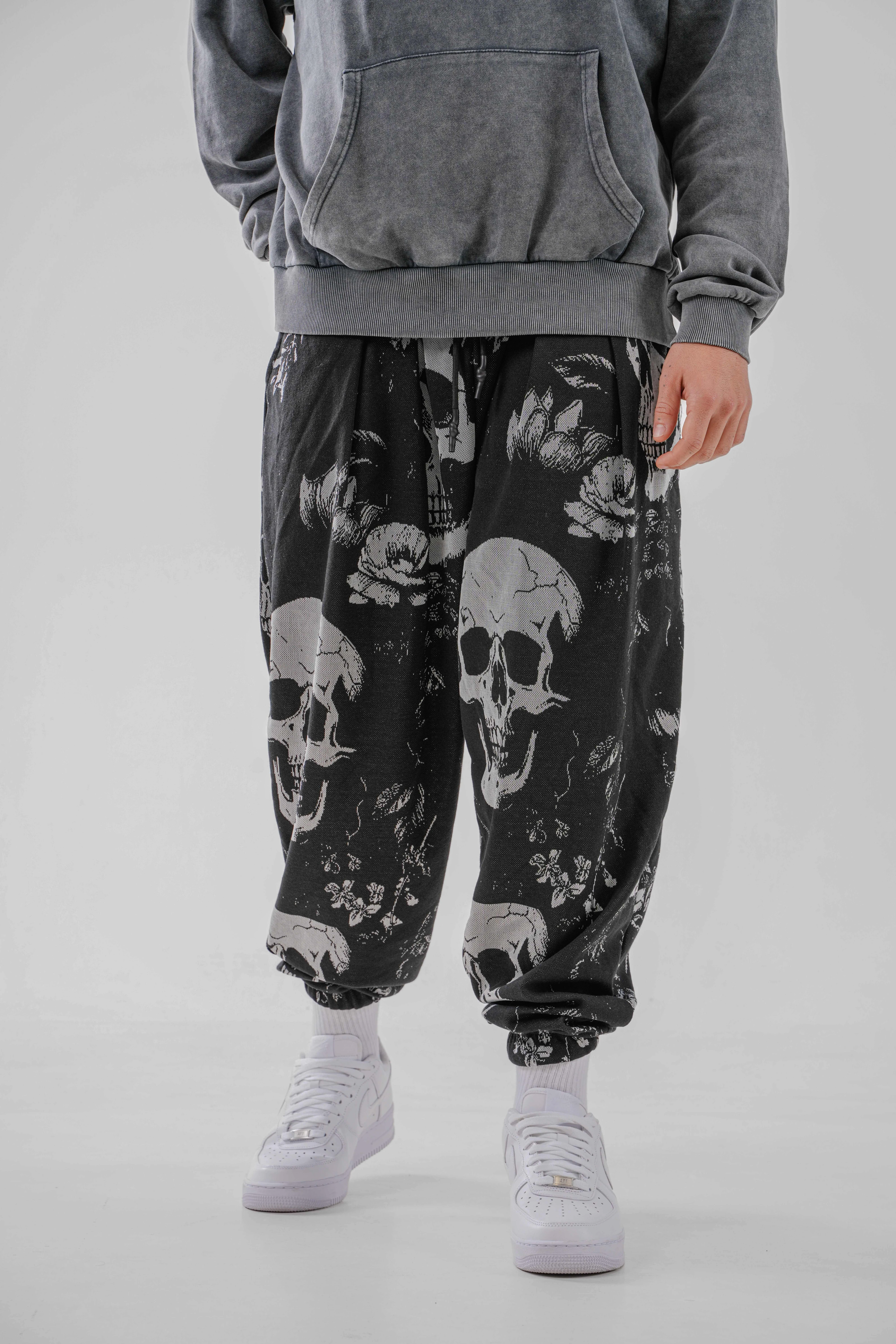 Erkek Big Skull Pileli Yarım Şalvar (SS26)