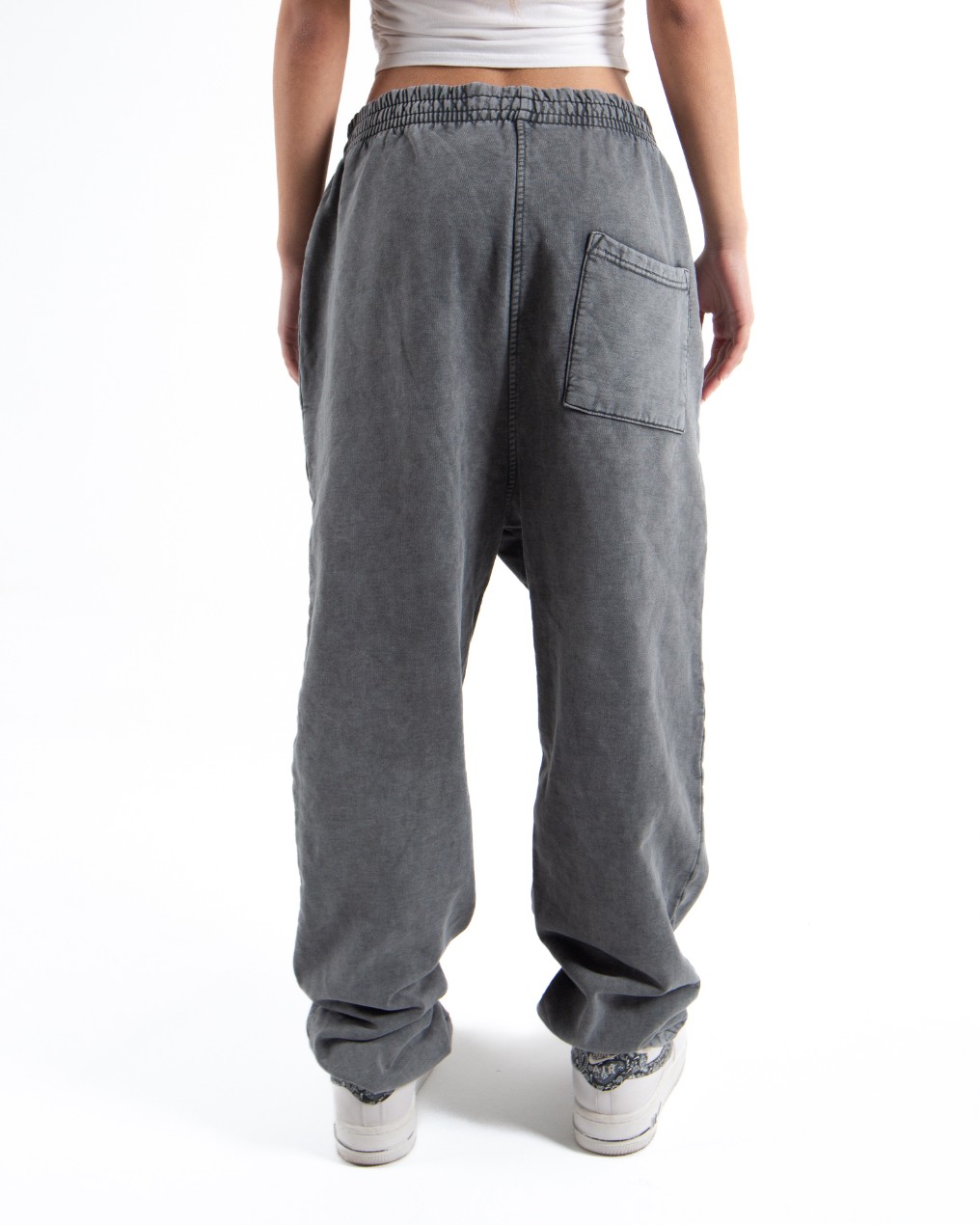 Kadın Antrasit Acid Wash Oversize Eşofman Altı
