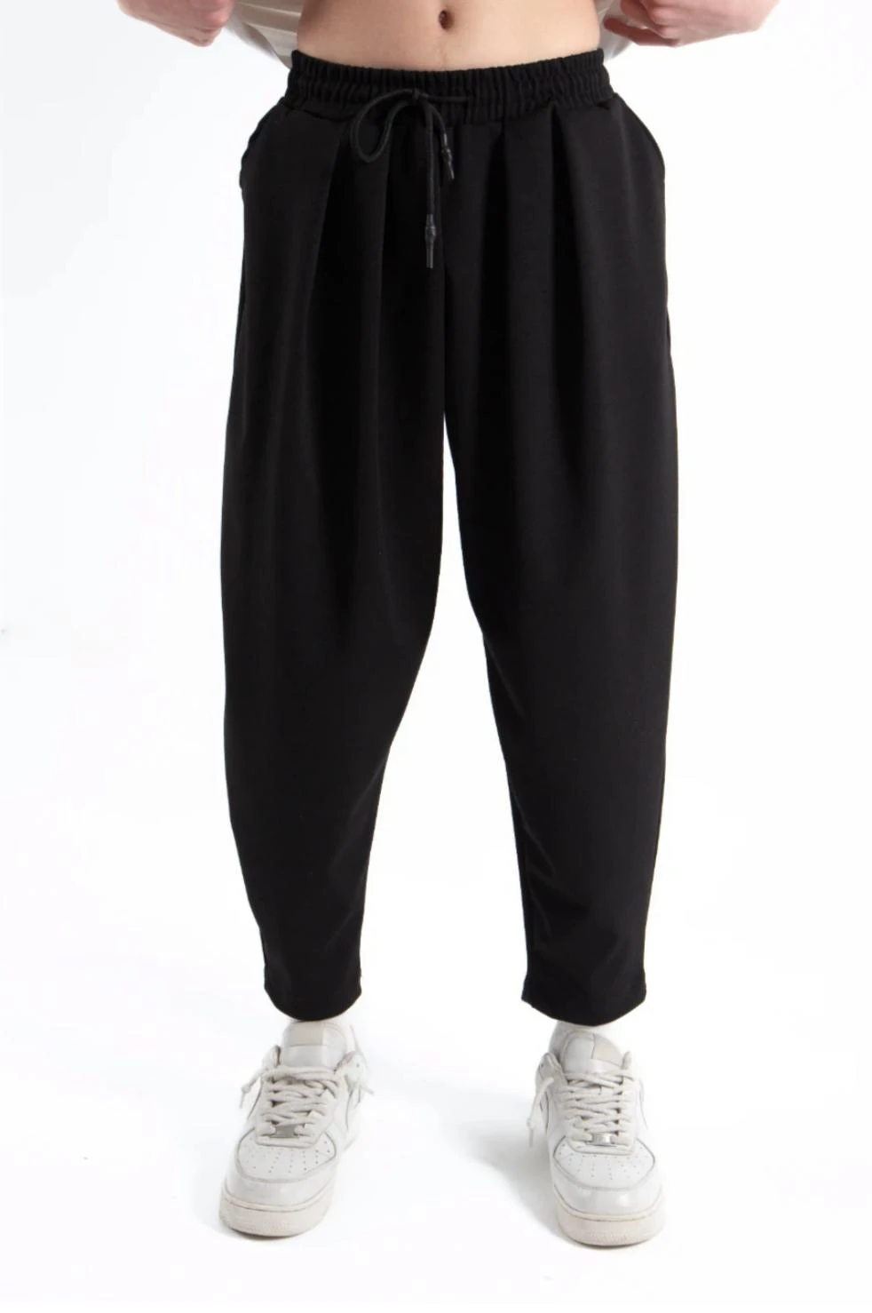 Erkek Siyah Pileli Düz Paça Eşofman (SD002)