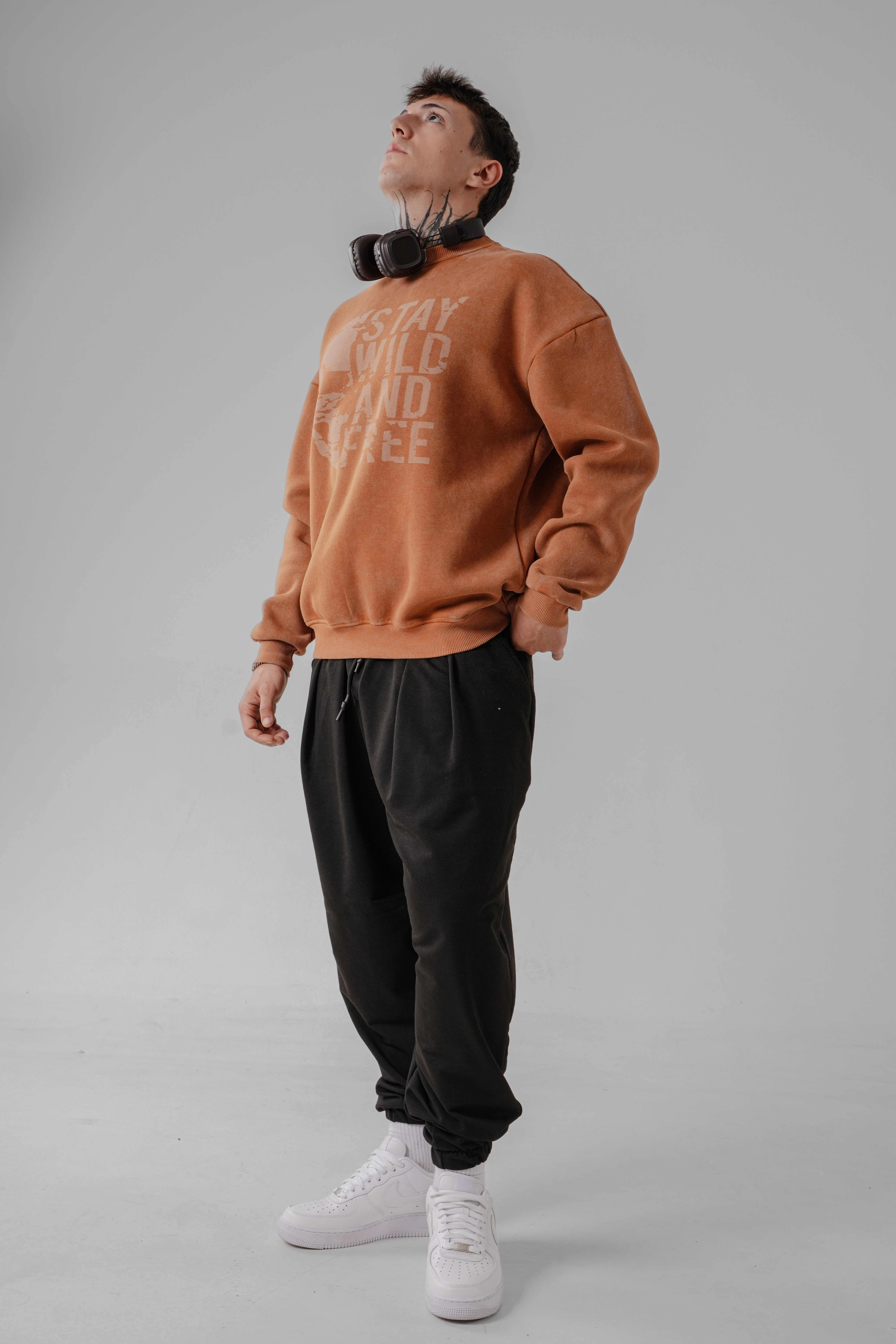 Erkek SWAF Orange Yıkamalı Sweat