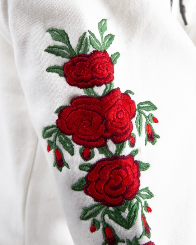 Kadın Ekru Chinese Rose Oversize Sweatshirt