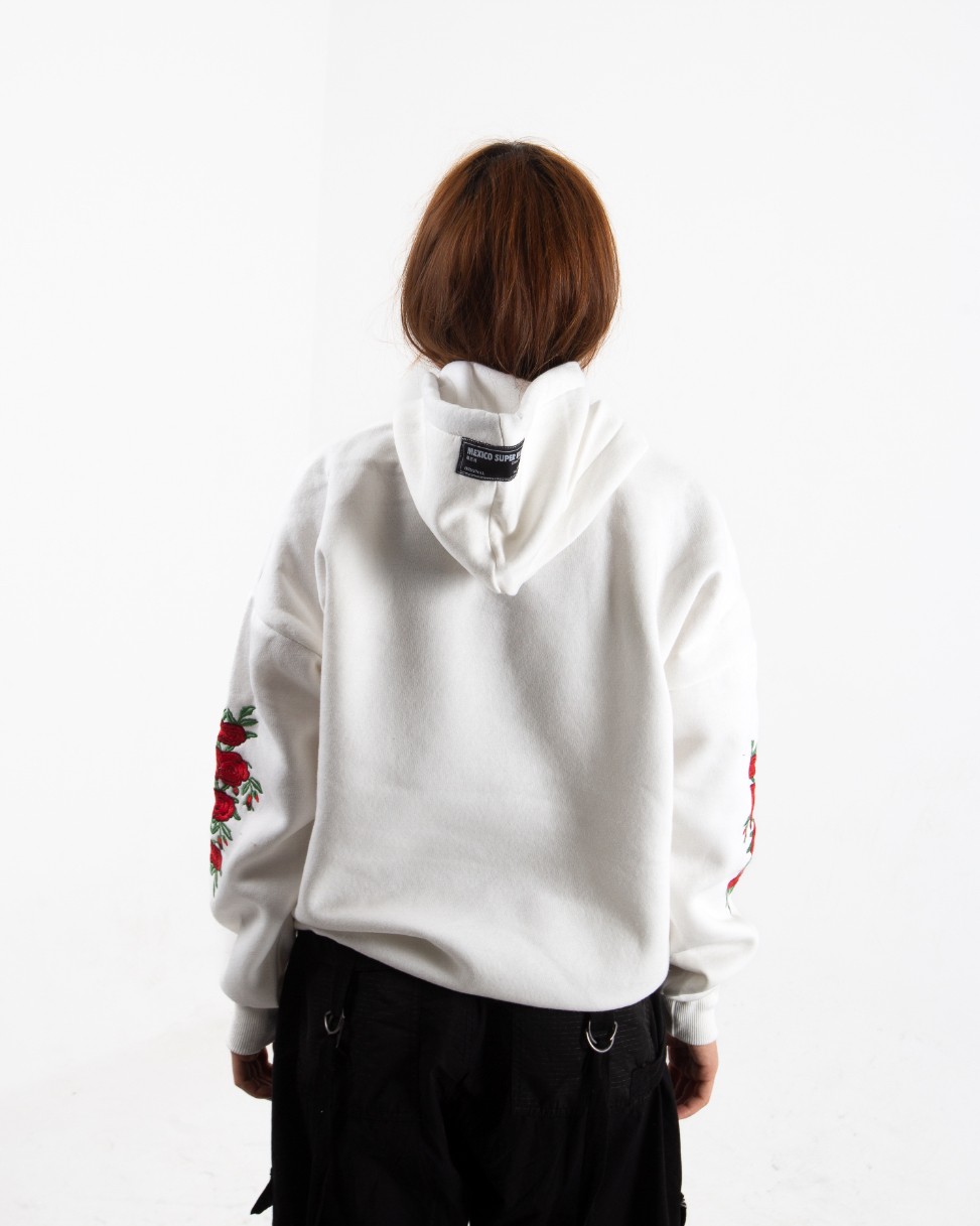Kadın Ekru Chinese Rose Oversize Sweatshirt