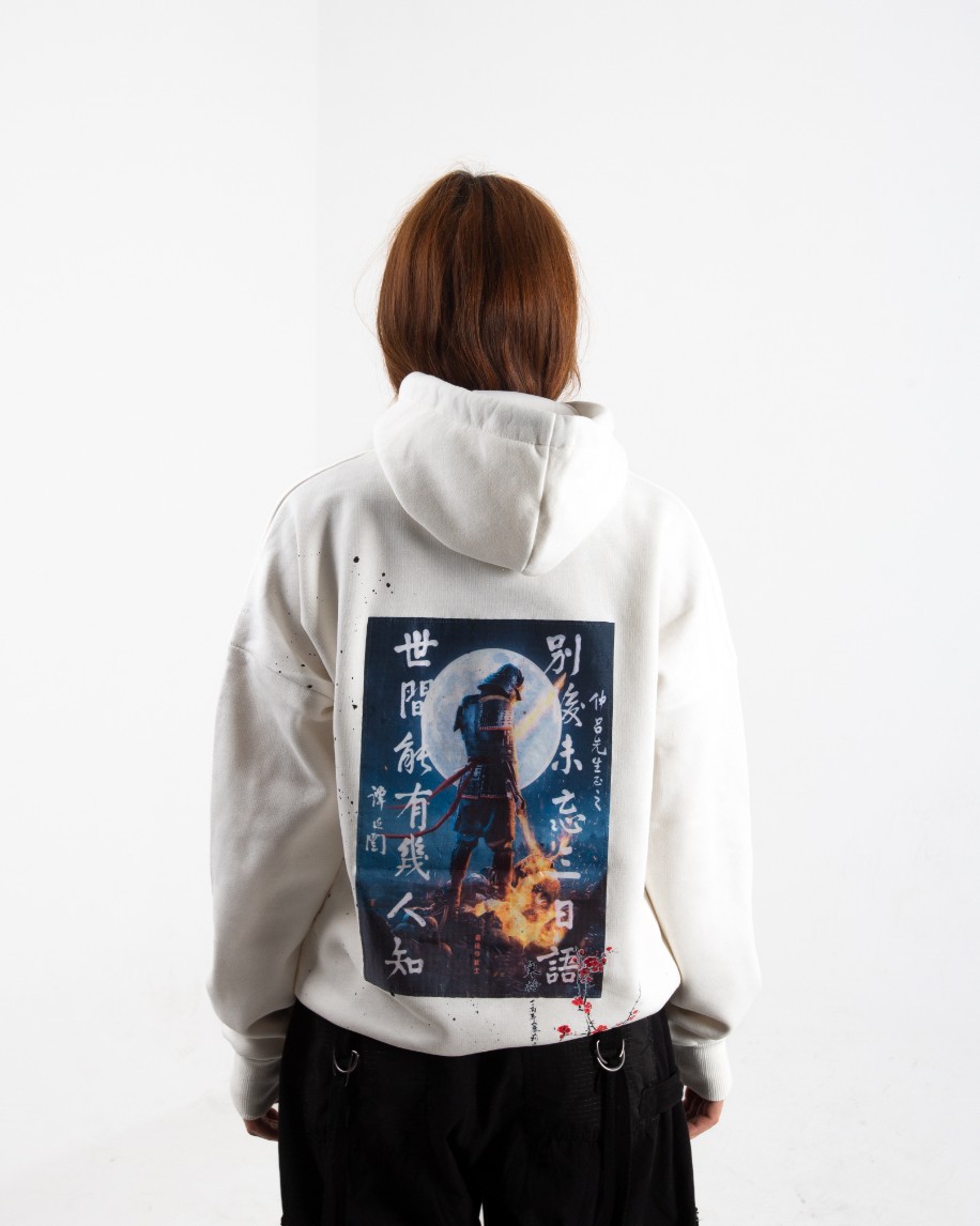 Kadın Ekru Samurai Oversize Sweatshirt