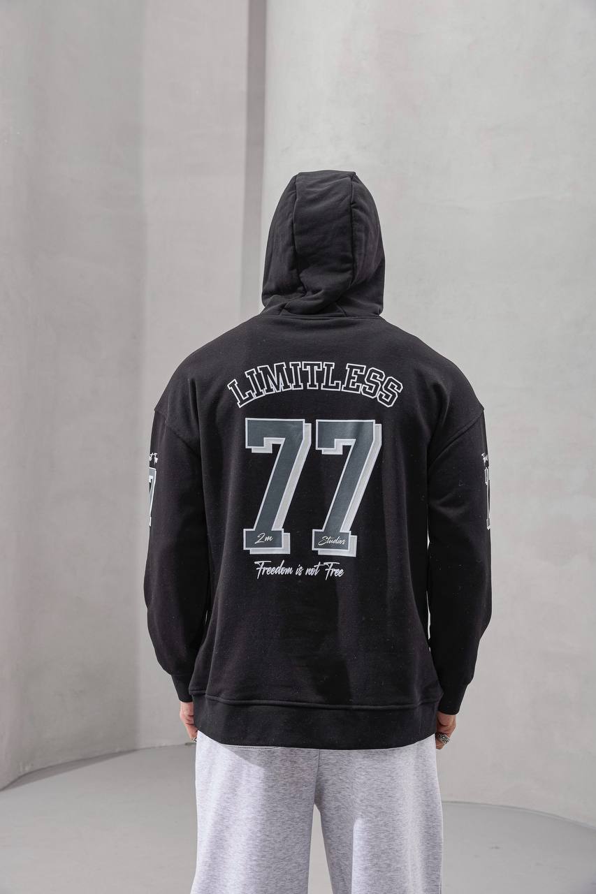 Erkek 2M 77 Black  Baskılı SweatShırt