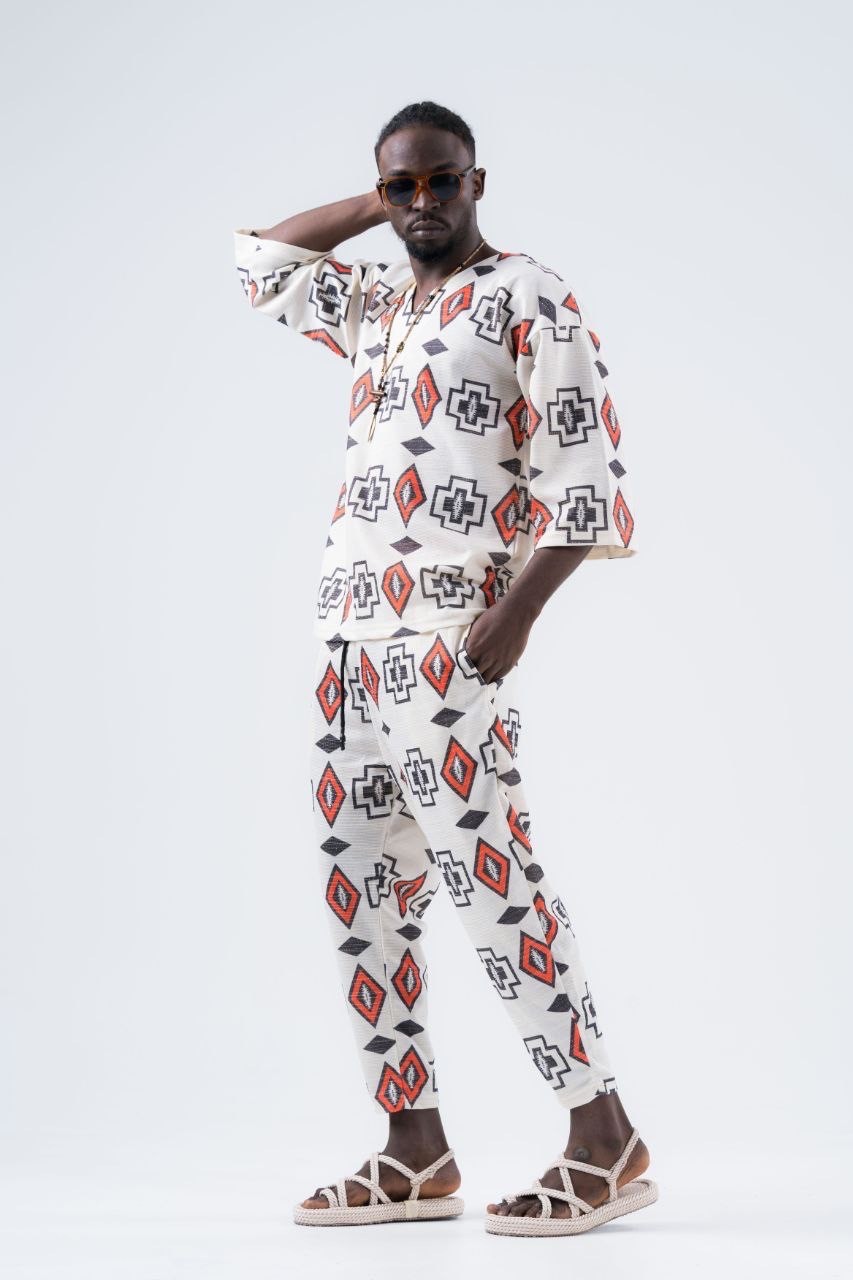 Motifli Fakir Kol T-Shirt