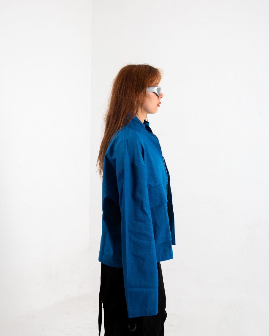 Kadın Saks Blue Oversize Ceket 