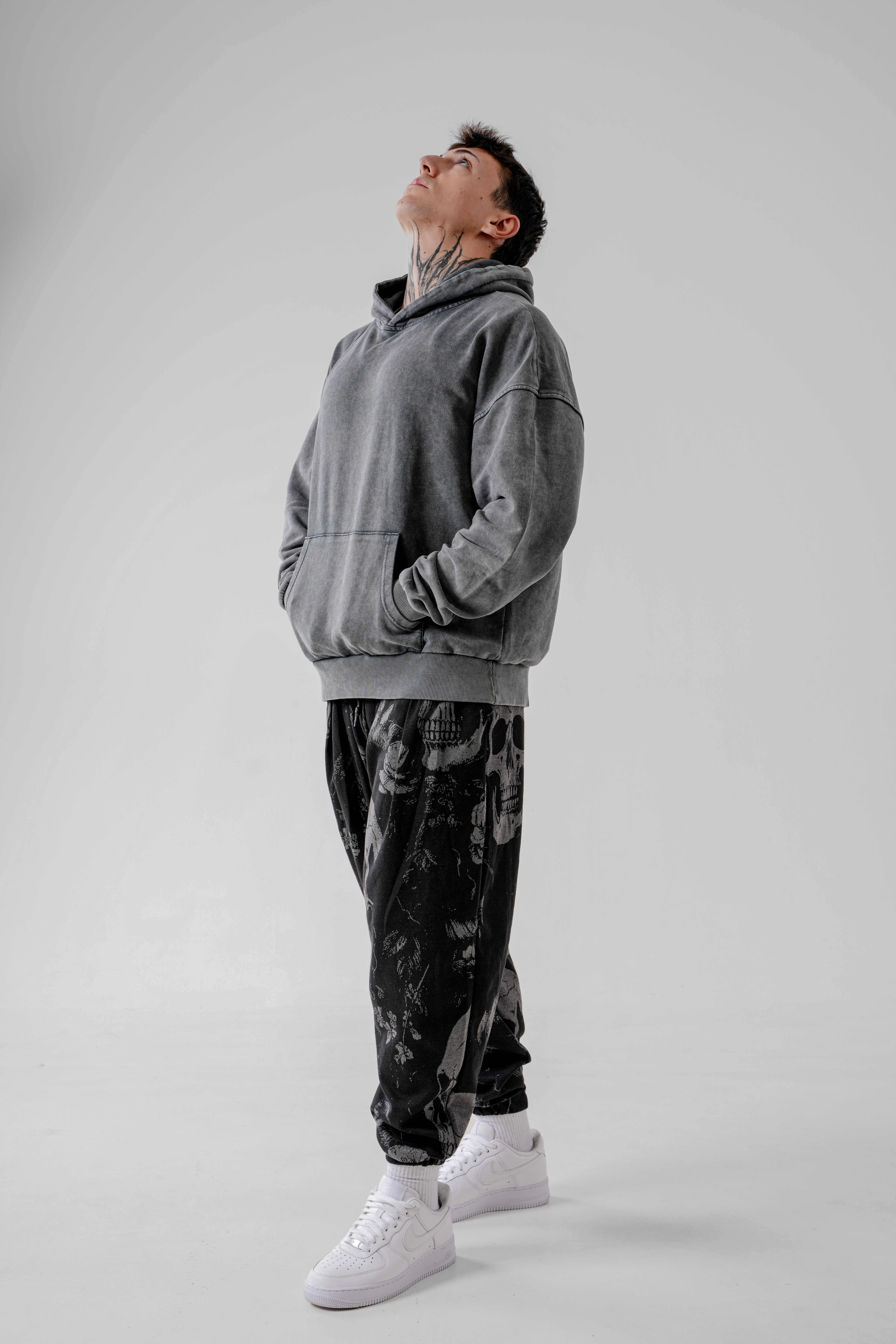 Erkek Soft Big Skull Pileli Yarım Şalvar (SS26)