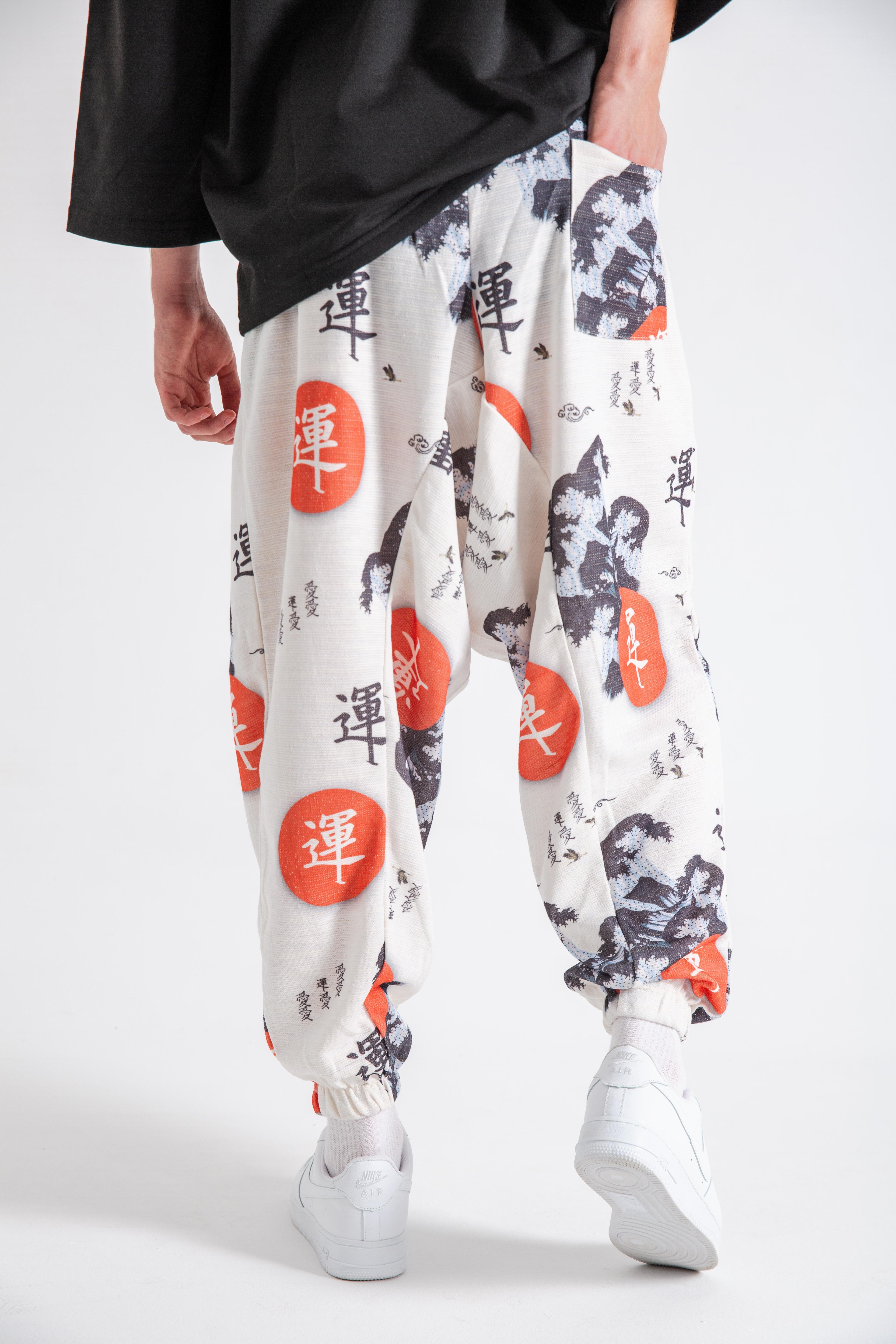 Erkek Japon Bel Paça Lastikli Şalvar Pantolon