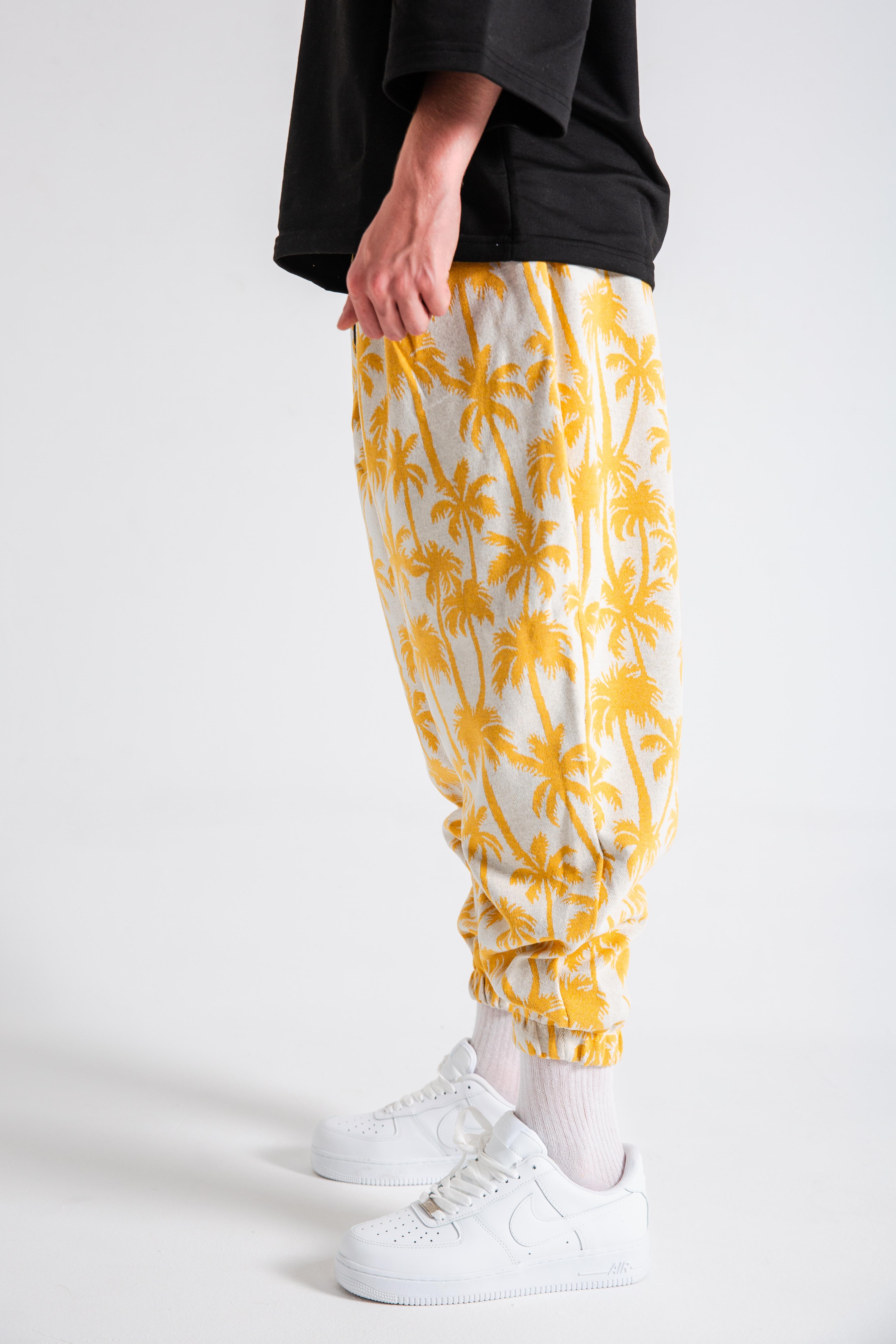 Erkek Yellow Palm Pileli Eşofman Altı