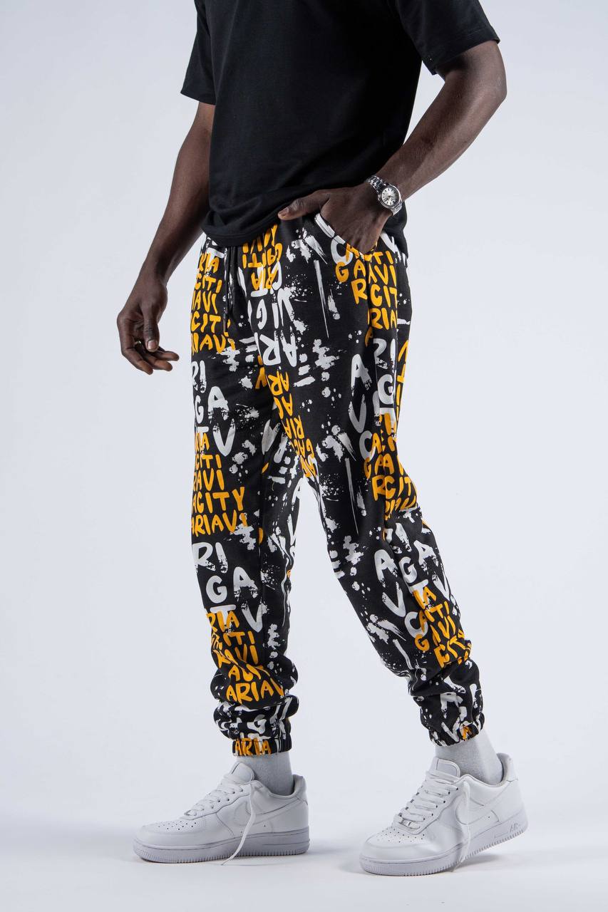 Erkek Yellow Grafitti Jogger Pantolon 