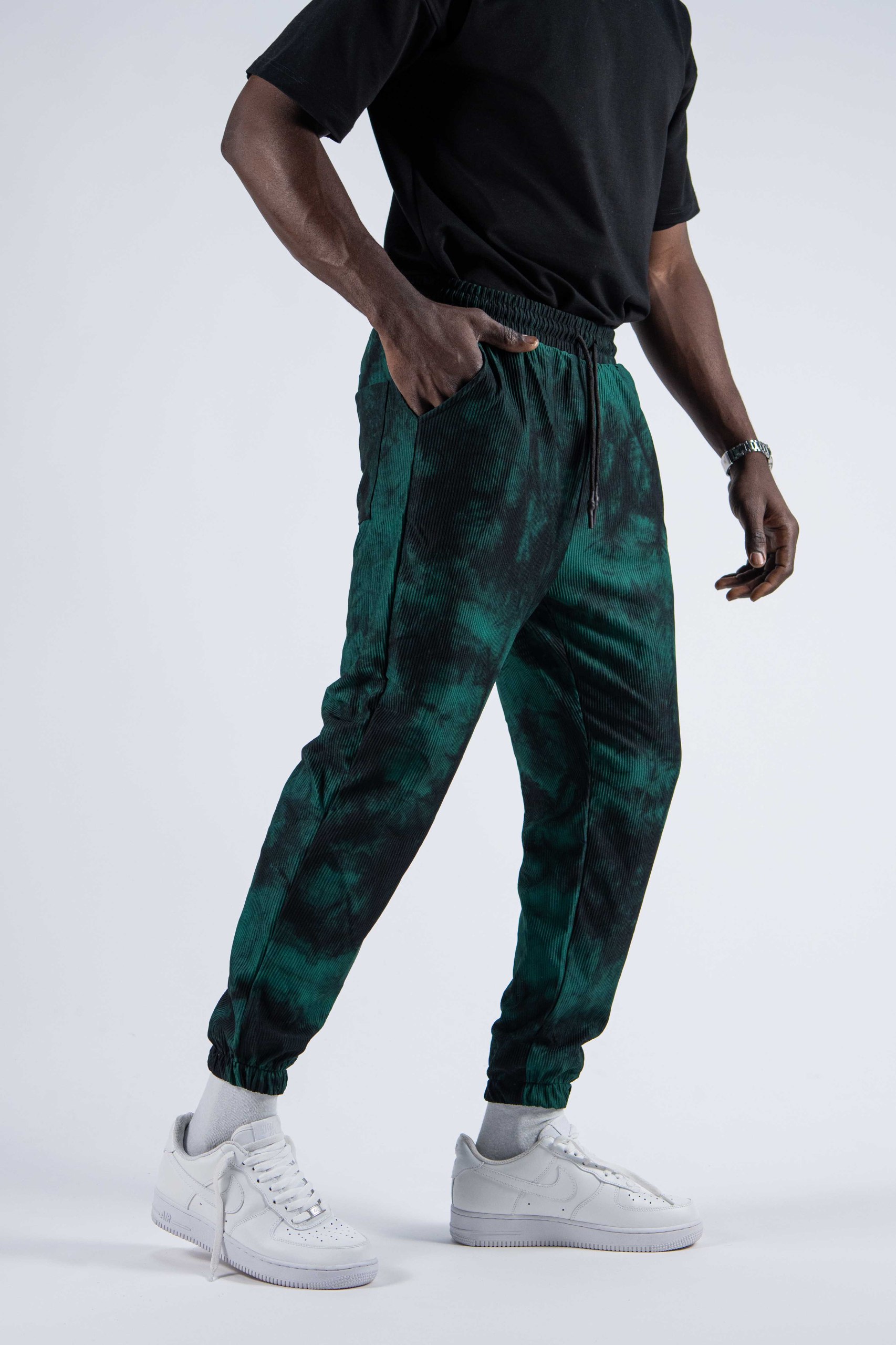 Erkek Yeşil Batik Jogger Pantolon