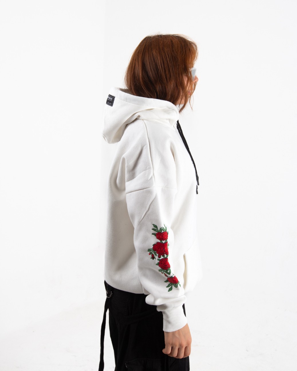 Kadın Ekru Chinese Rose Oversize Sweatshirt