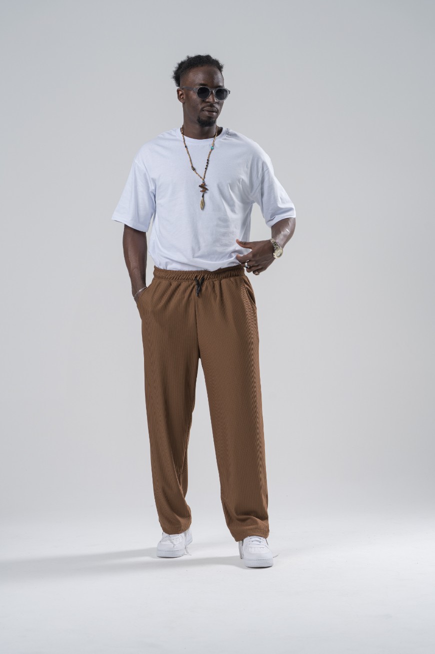 Erkek Camel Fitilli Baggy Pantolon