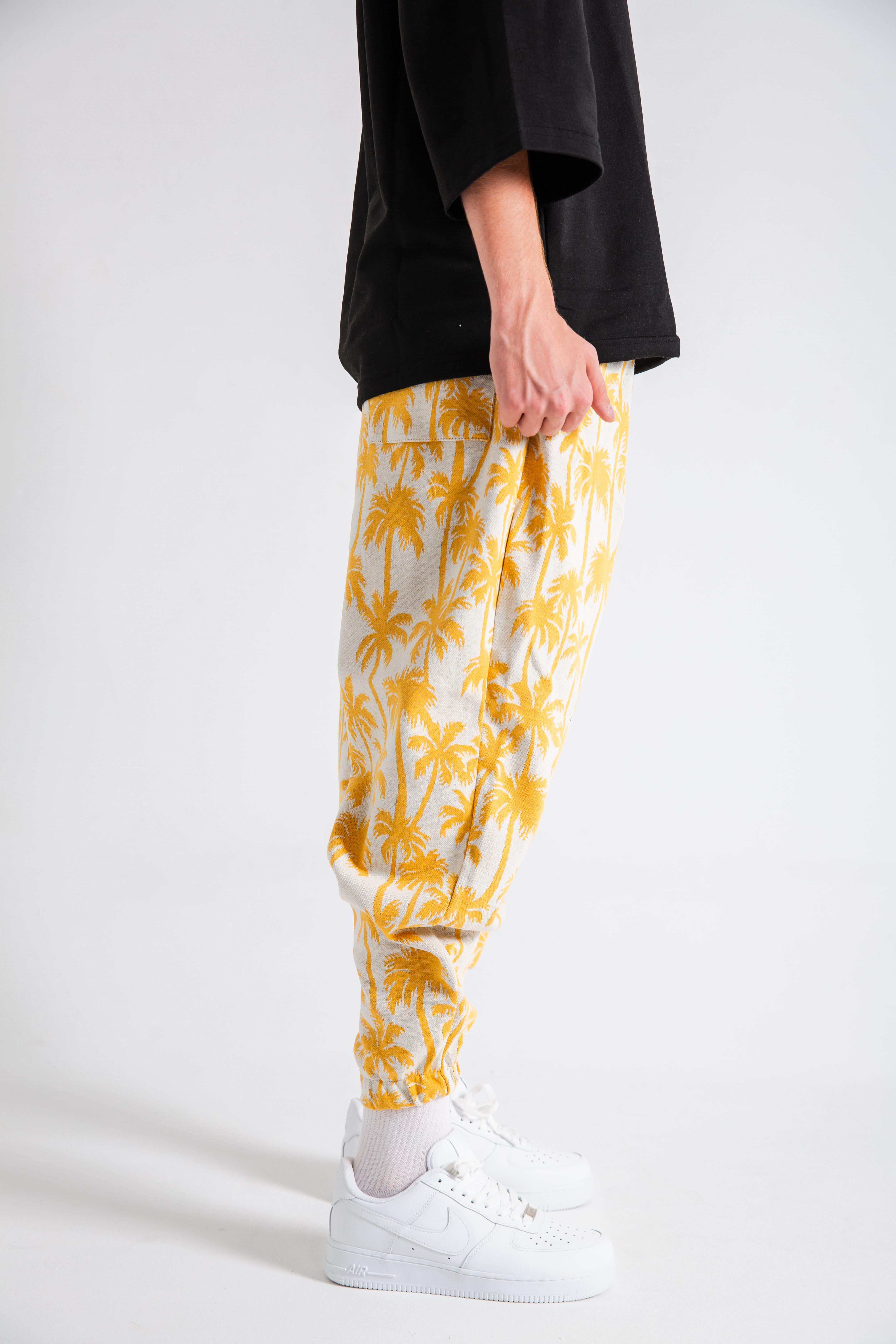 Erkek Yellow Palm Pileli Eşofman Altı