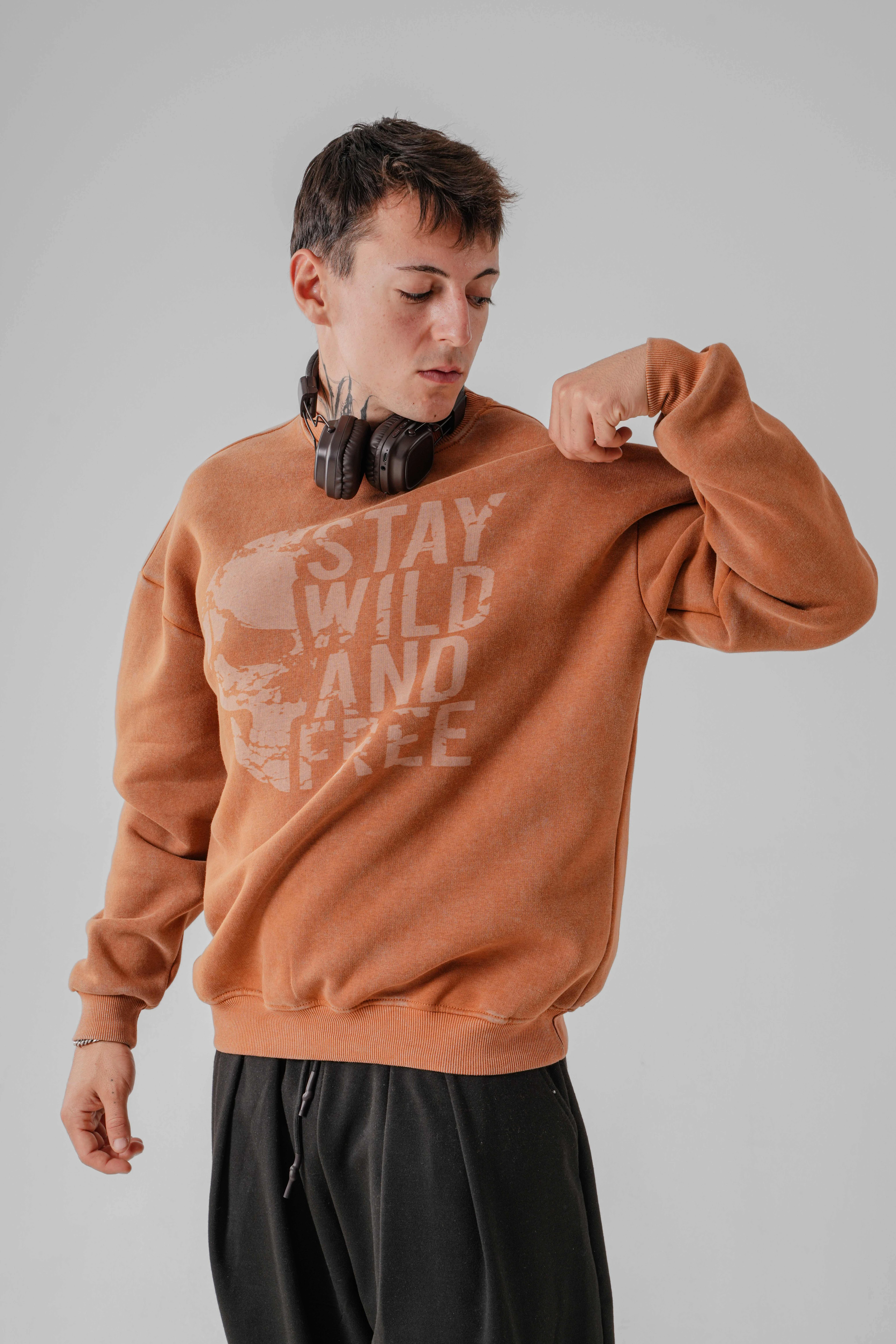 Erkek SWAF Orange Yıkamalı Sweat