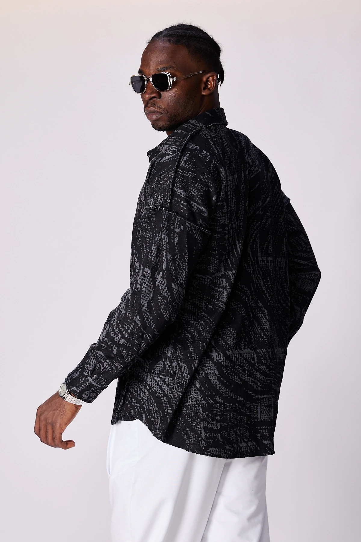 Erkek Nokta Desenli Oversize Gömlek