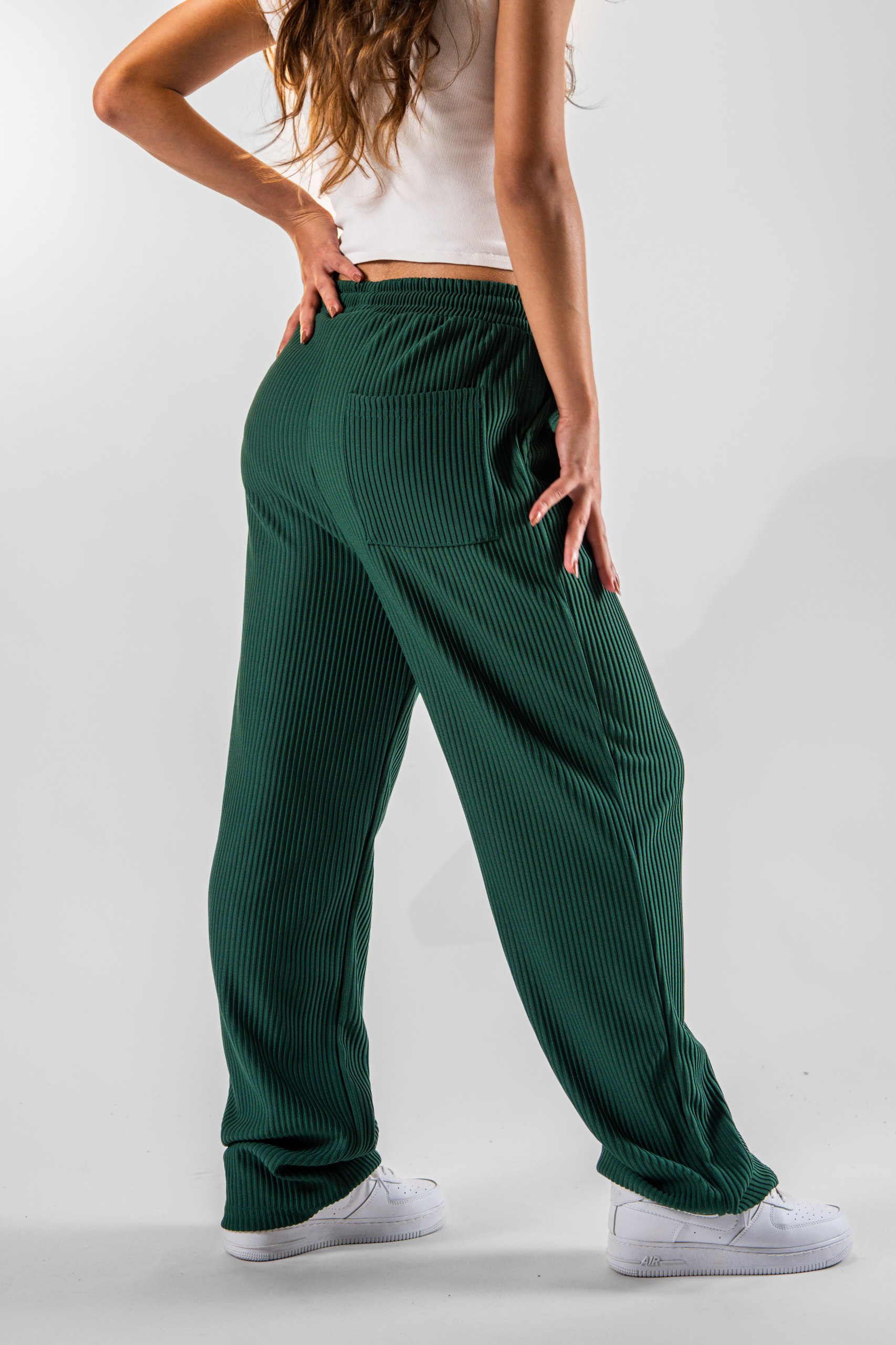 Kadın Yeşil Fitilli Baggy Pantolon