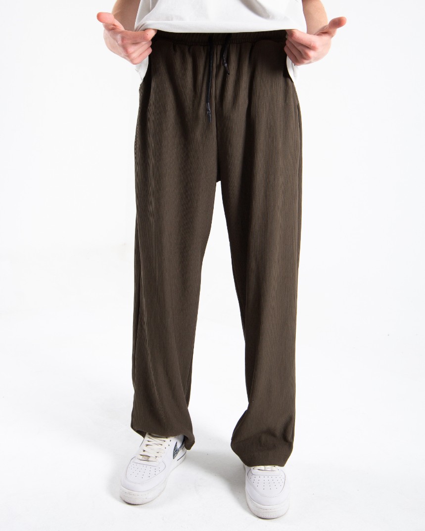 Erkek Haki Fitilli Baggy Pantolon