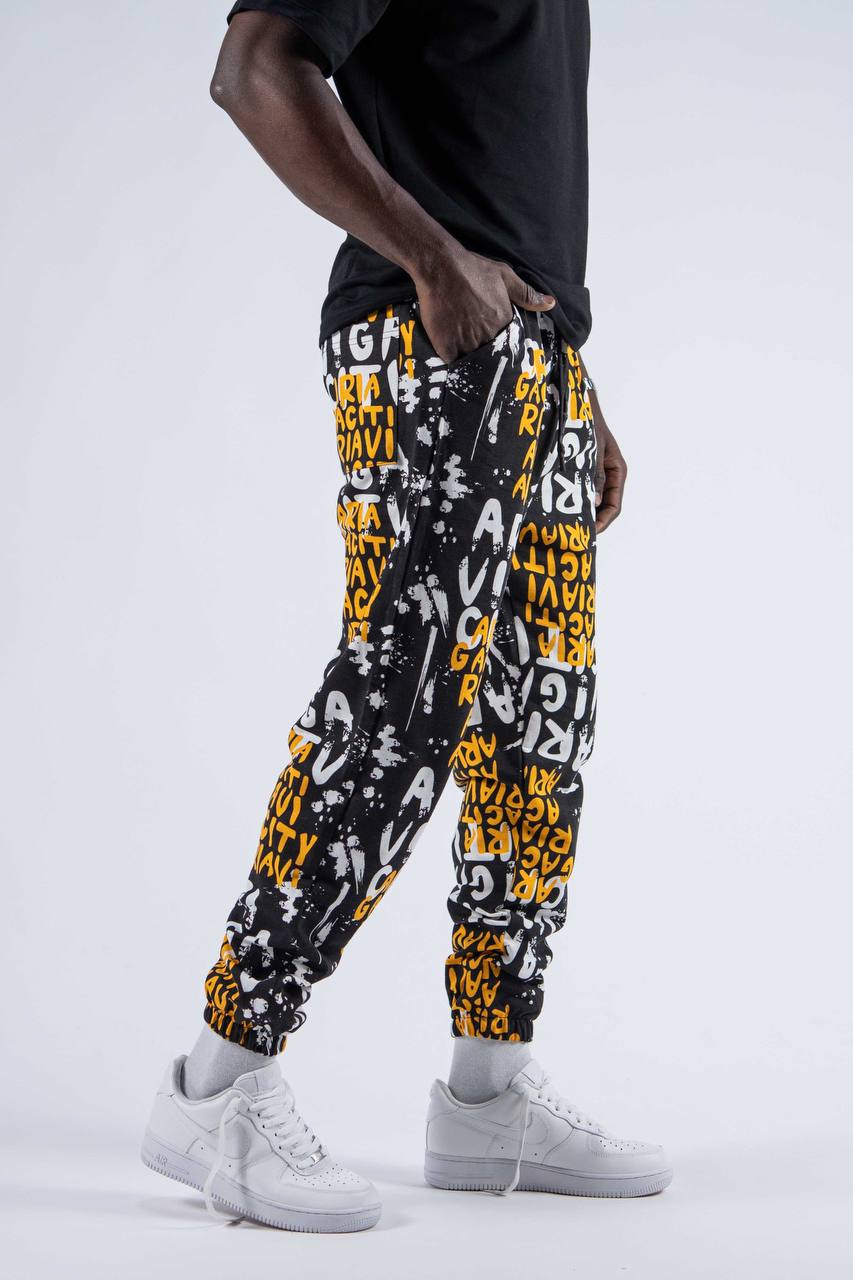 Erkek Yellow Grafitti Jogger Pantolon 