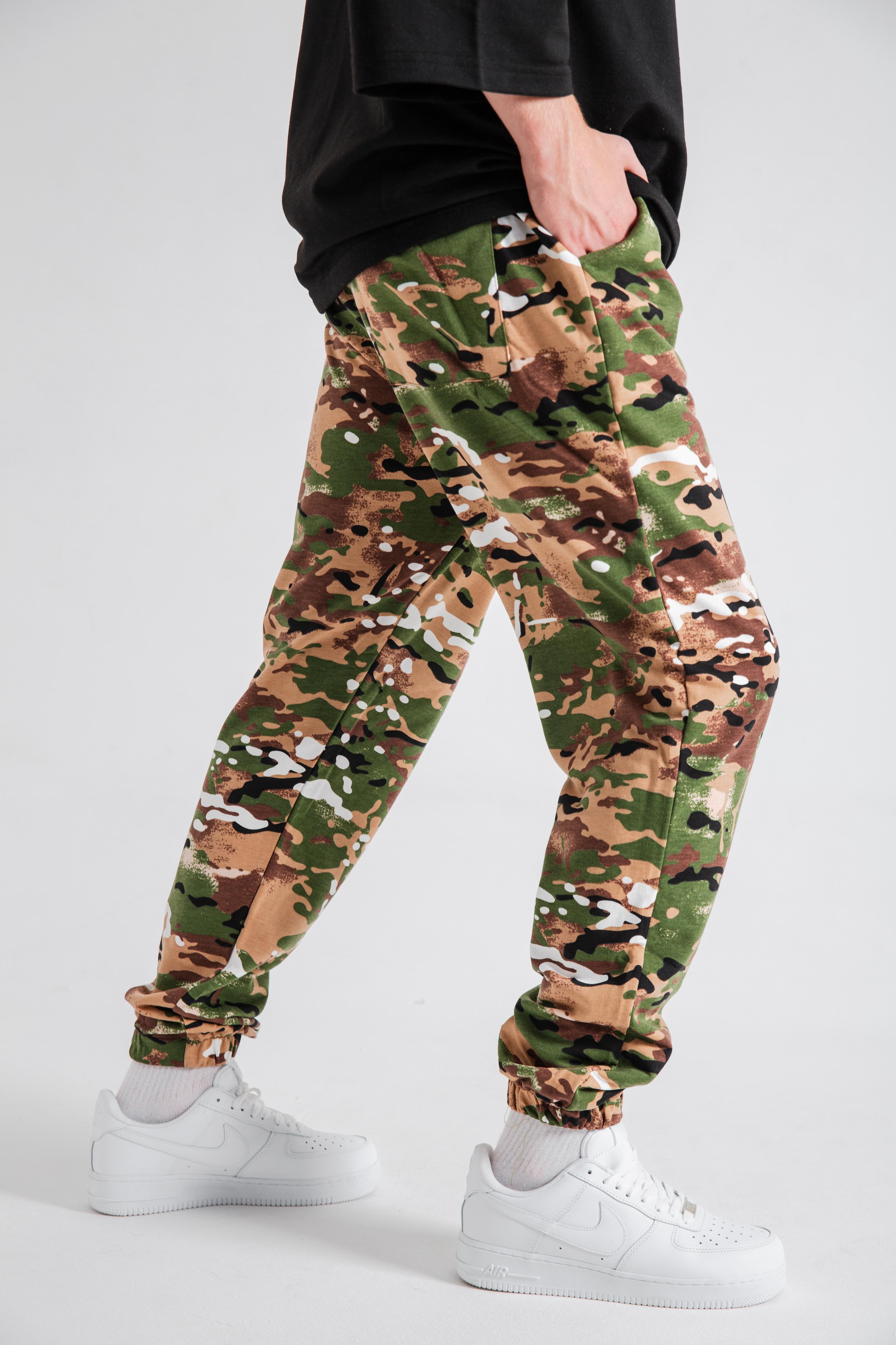 Erkek Green Kamuflaj Desenli Jogger Eşofman Altı
