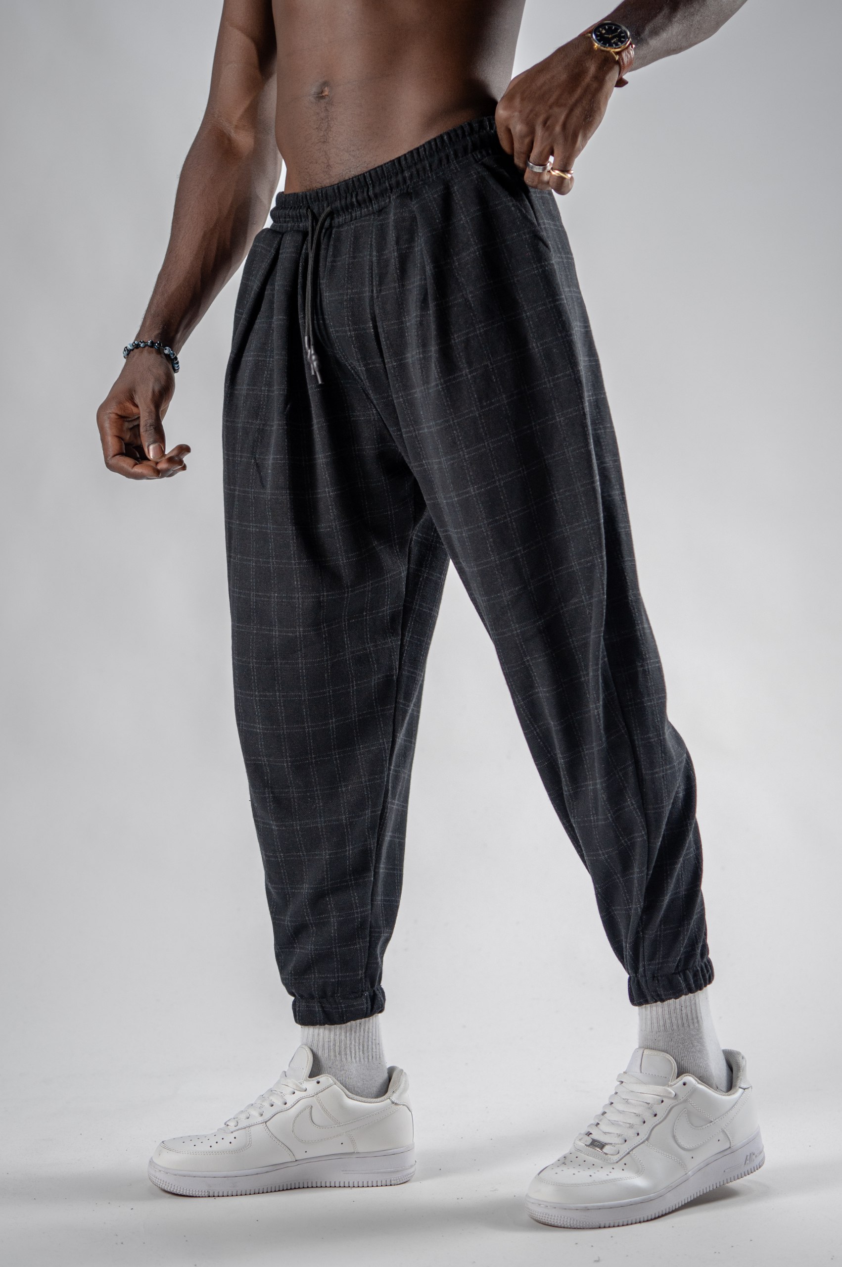 Erkek Soft Ekose Jogger Şalvar Pantolon