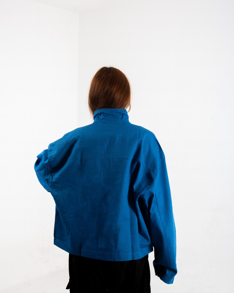 Kadın Saks Blue Oversize Ceket 