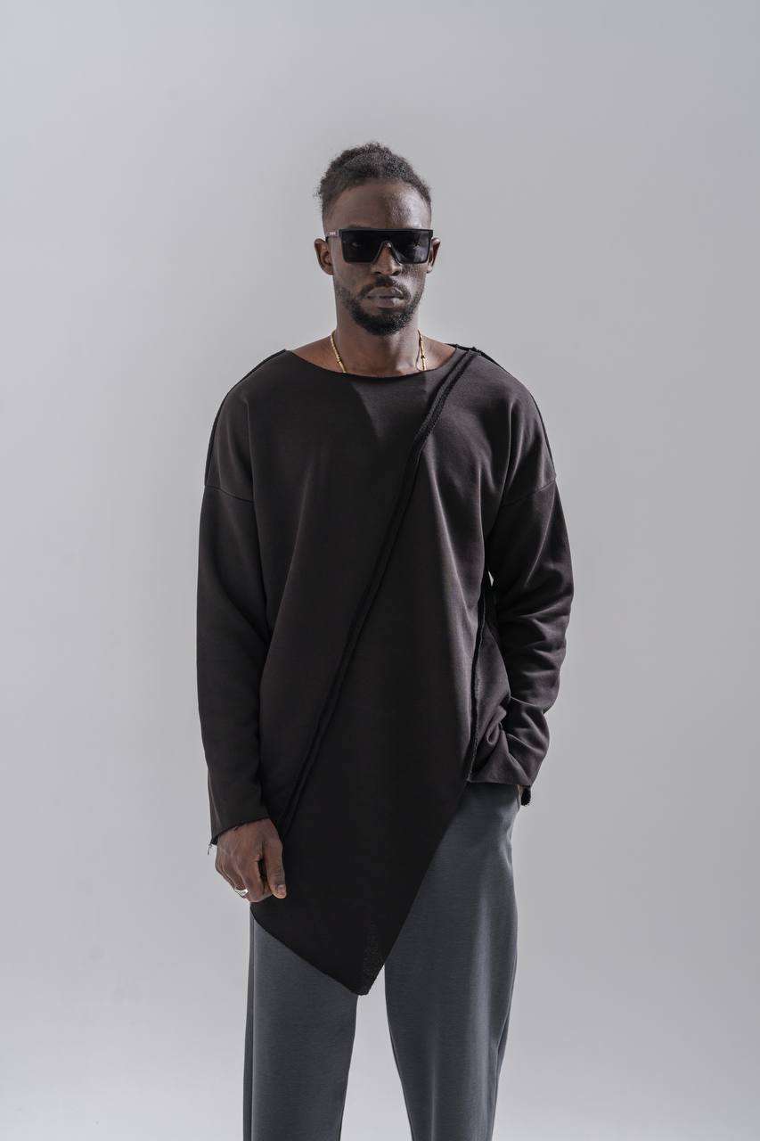 Erkek Asimetrik Ters Dikişli Sweat