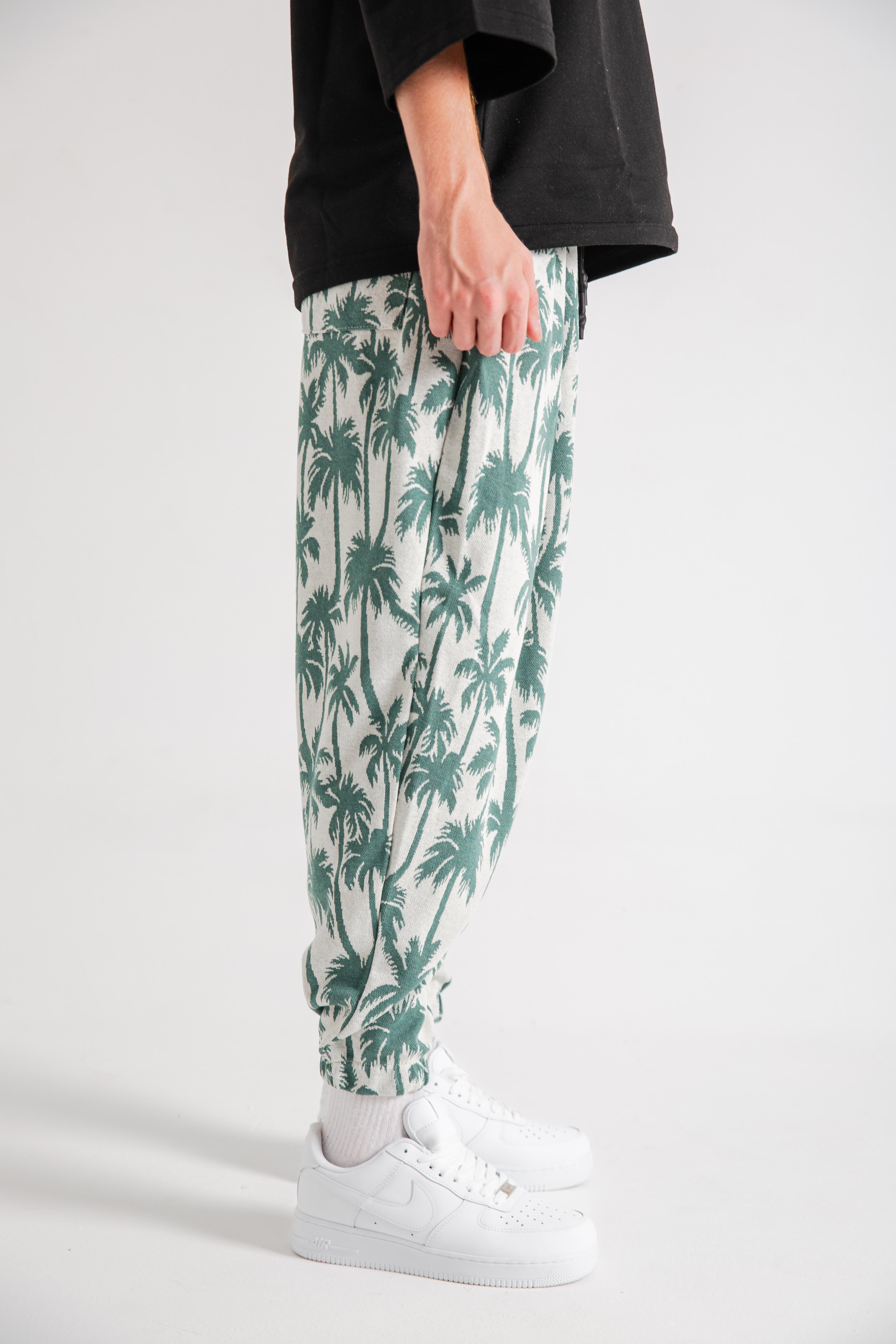 Erkek Turquoise Palm Pileli Eşofman Altı