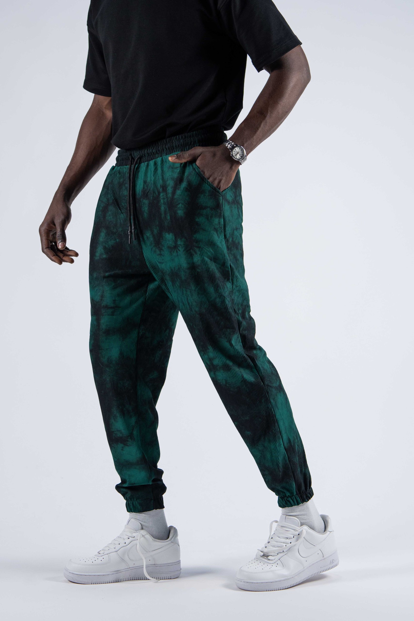 Erkek Yeşil Batik Jogger Pantolon