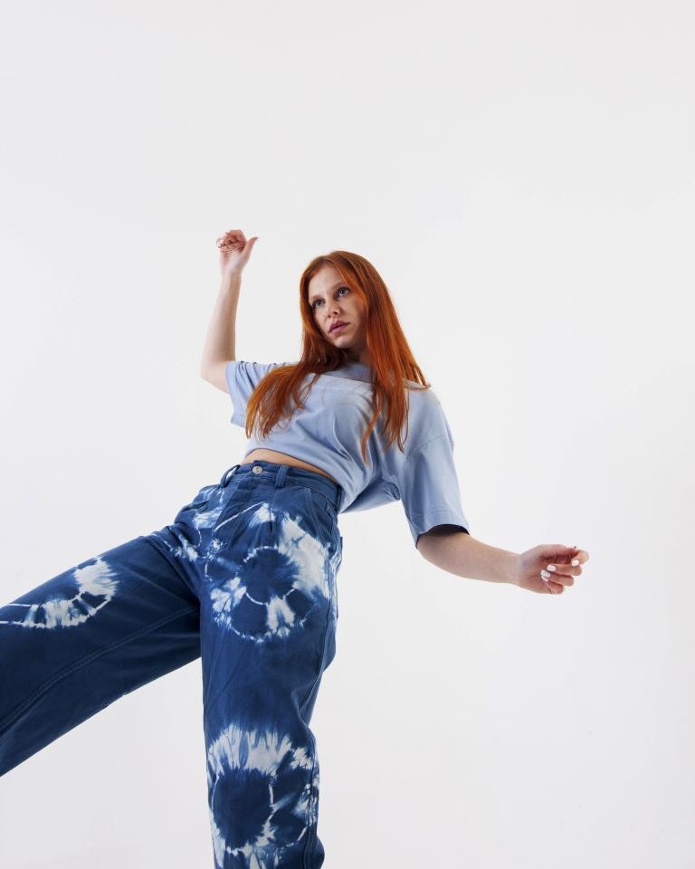 Gerusta Kadın Mavi Basic Oversize T-Shirt