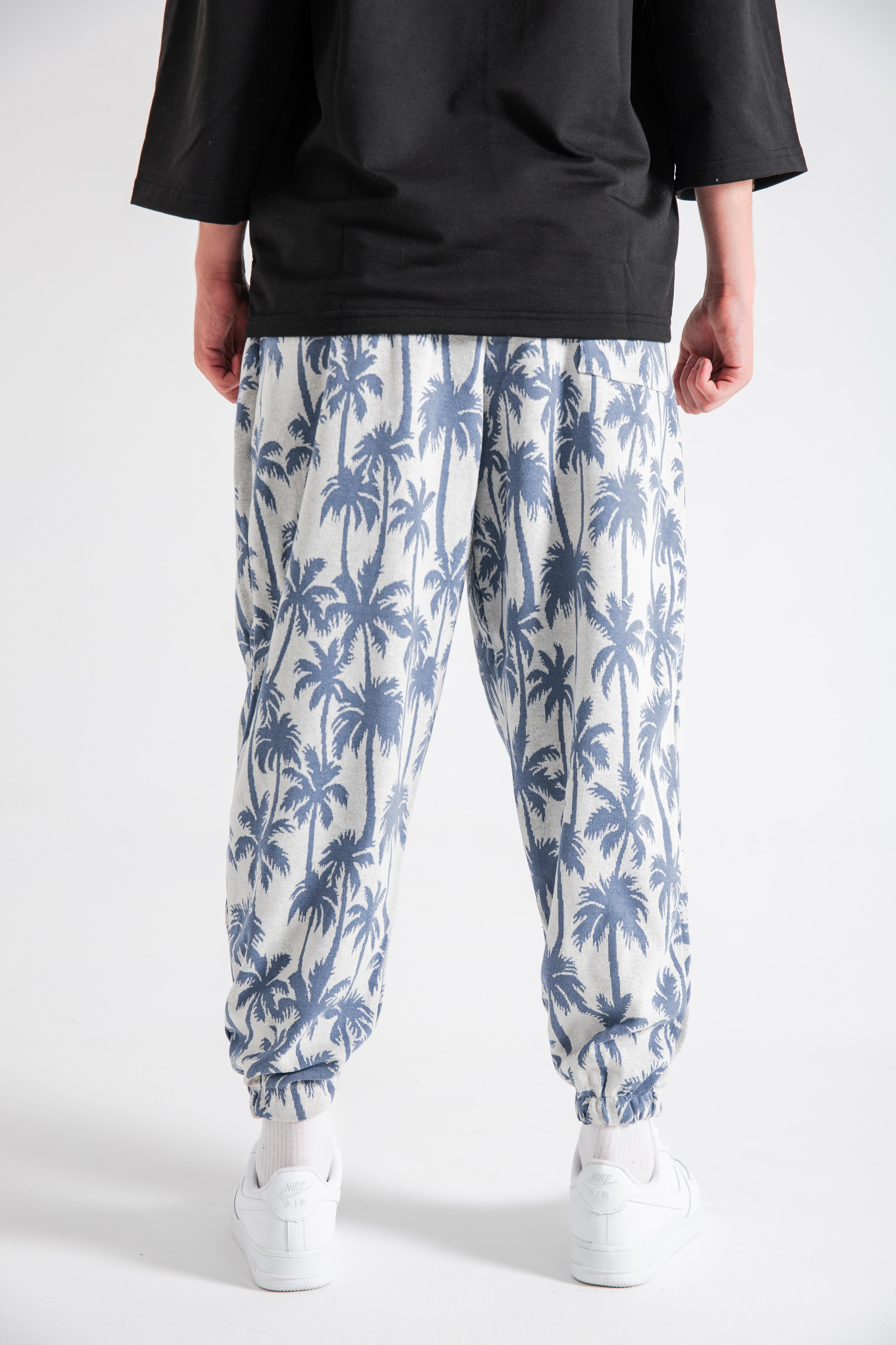 Erkek Blue Palm Pileli Eşofman Altı