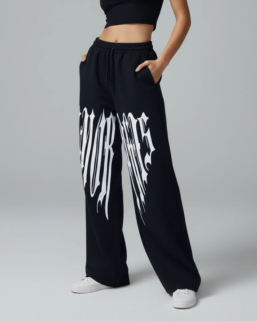 Kadın Black Reverse Baskı Eşofman Altı