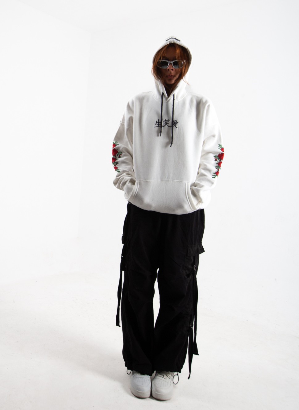 Kadın Ekru Chinese Rose Oversize Sweatshirt