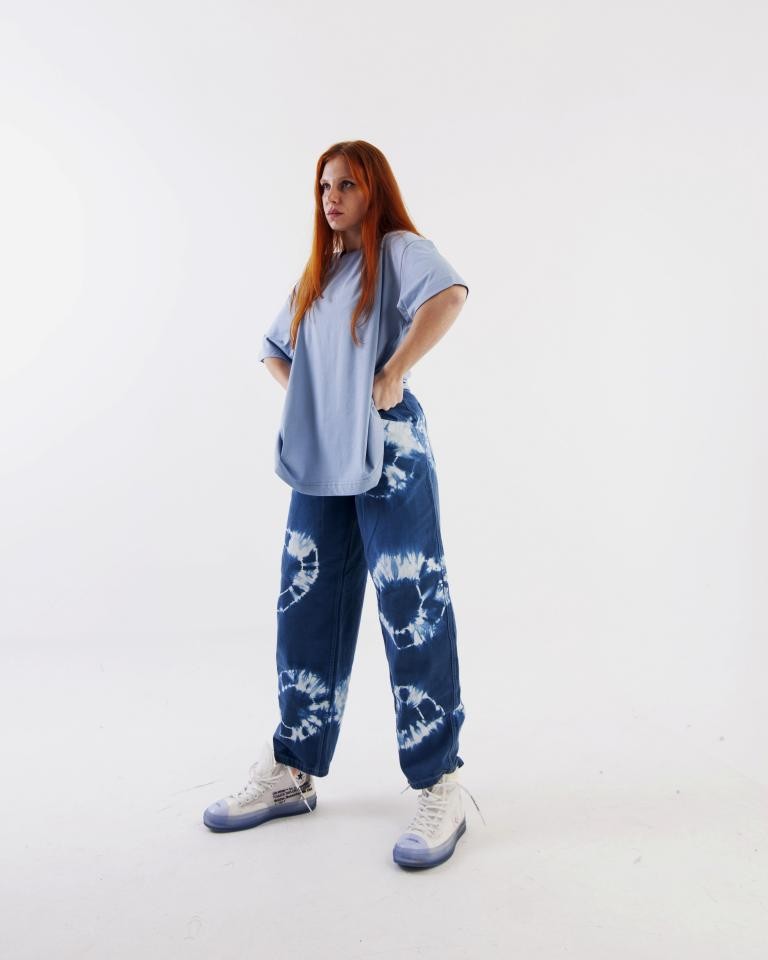 Gerusta Kadın Mavi Basic Oversize T-Shirt