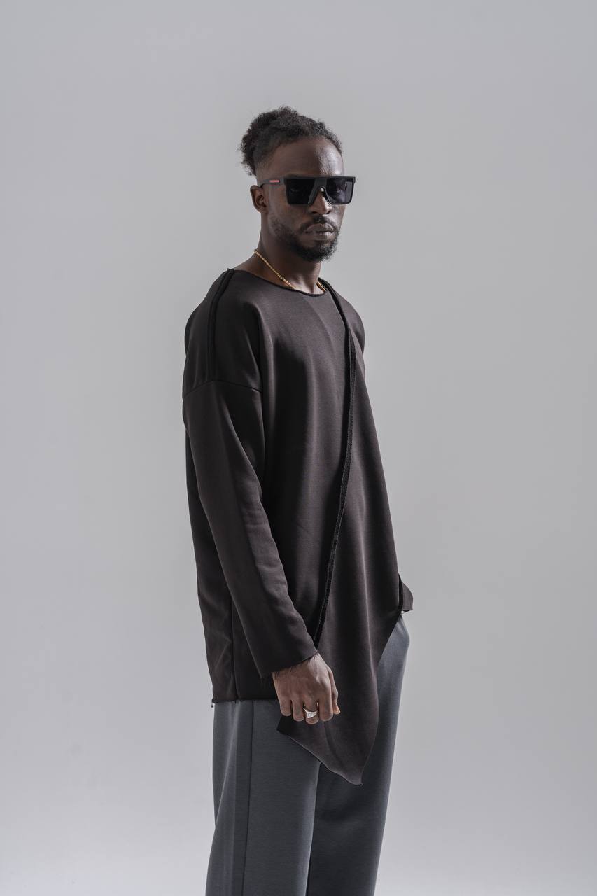 Erkek Asimetrik Ters Dikişli Sweat