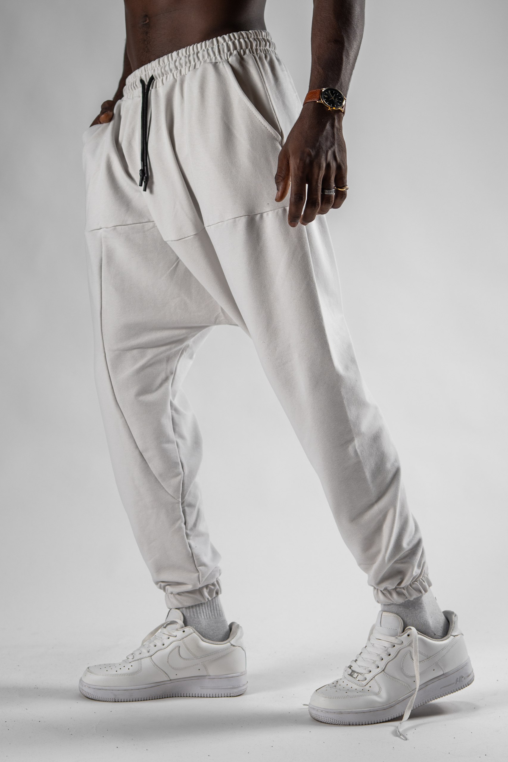Erkek Beyaz Piece Jogger Şalvar Pantolon