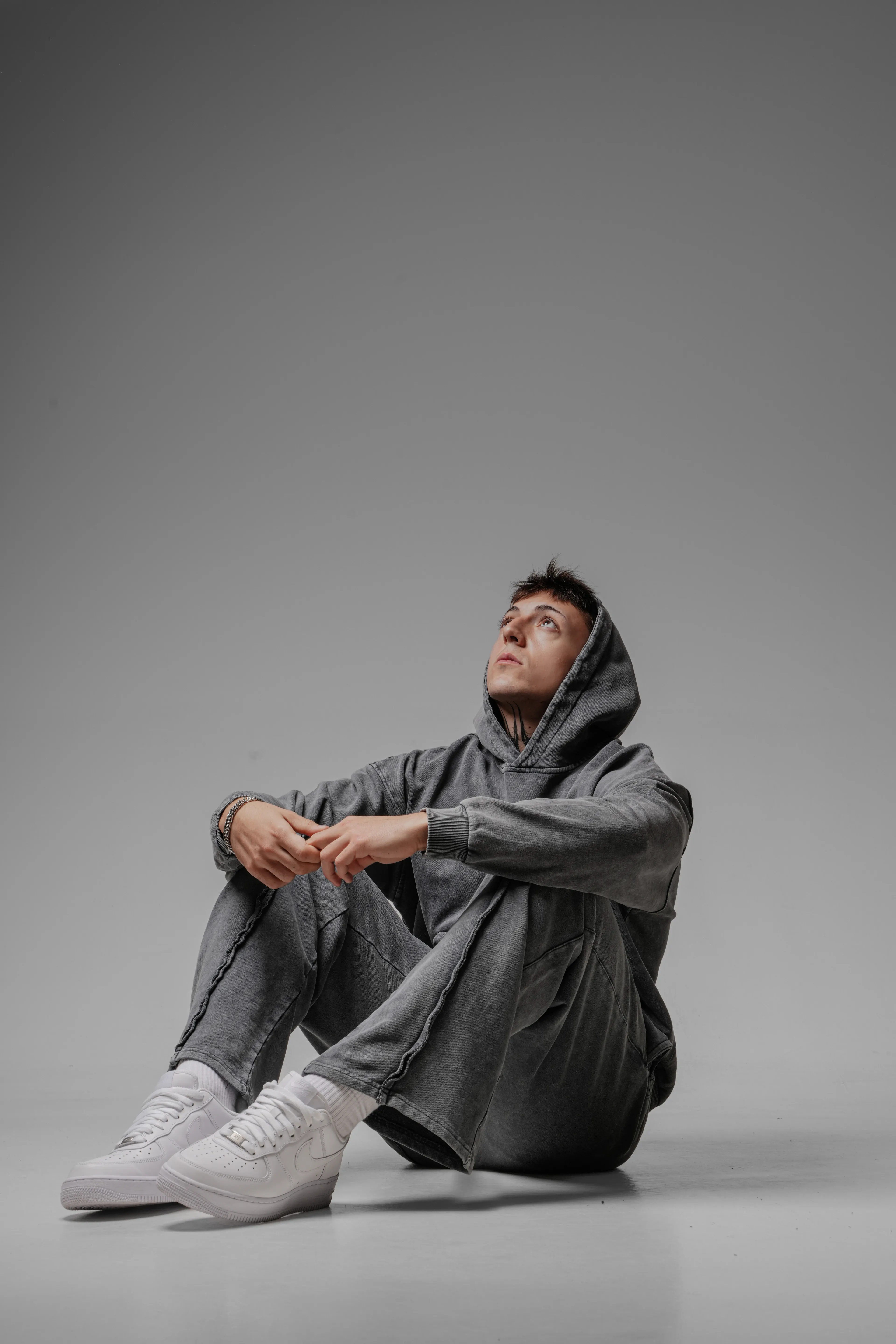 Erkek Gri Batik Sweatshırt