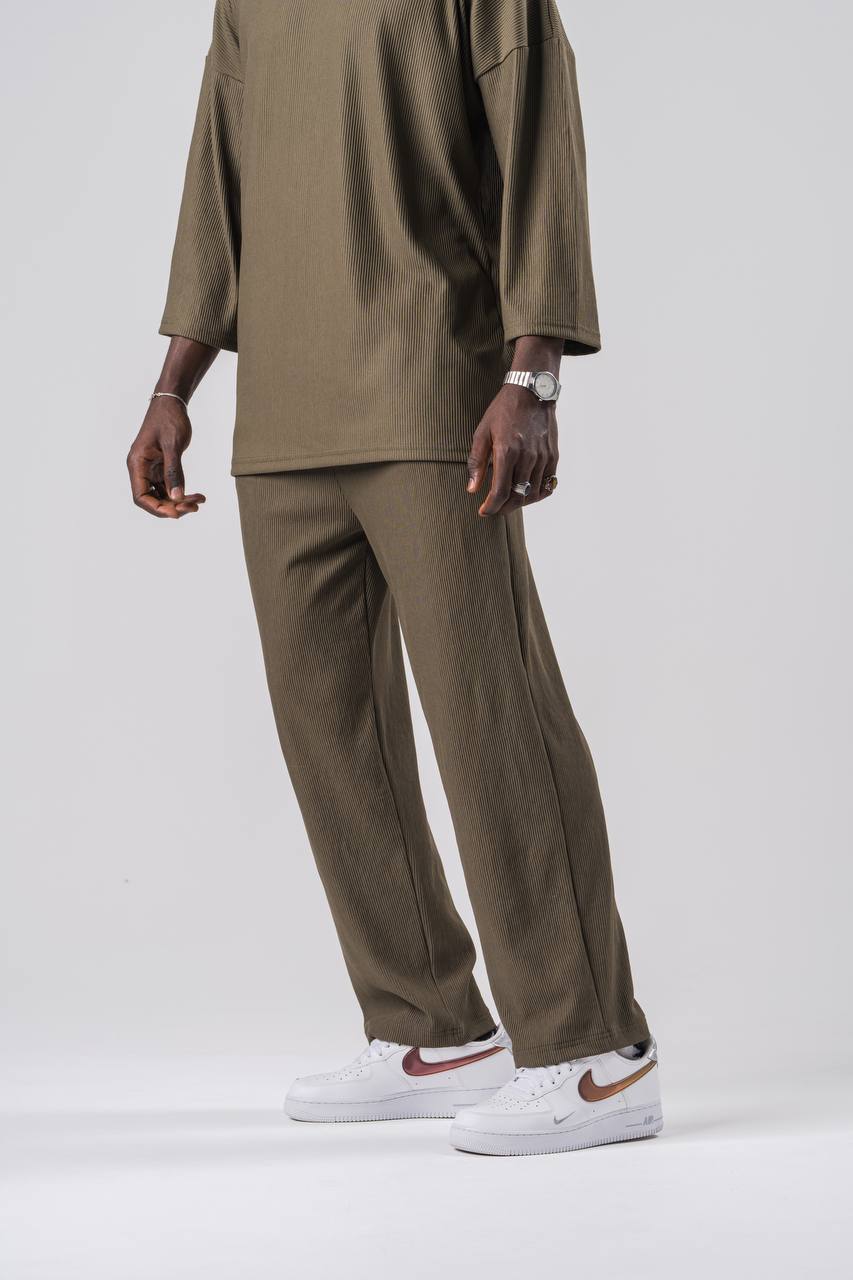 Erkek Haki Fitilli Baggy Pantolon 