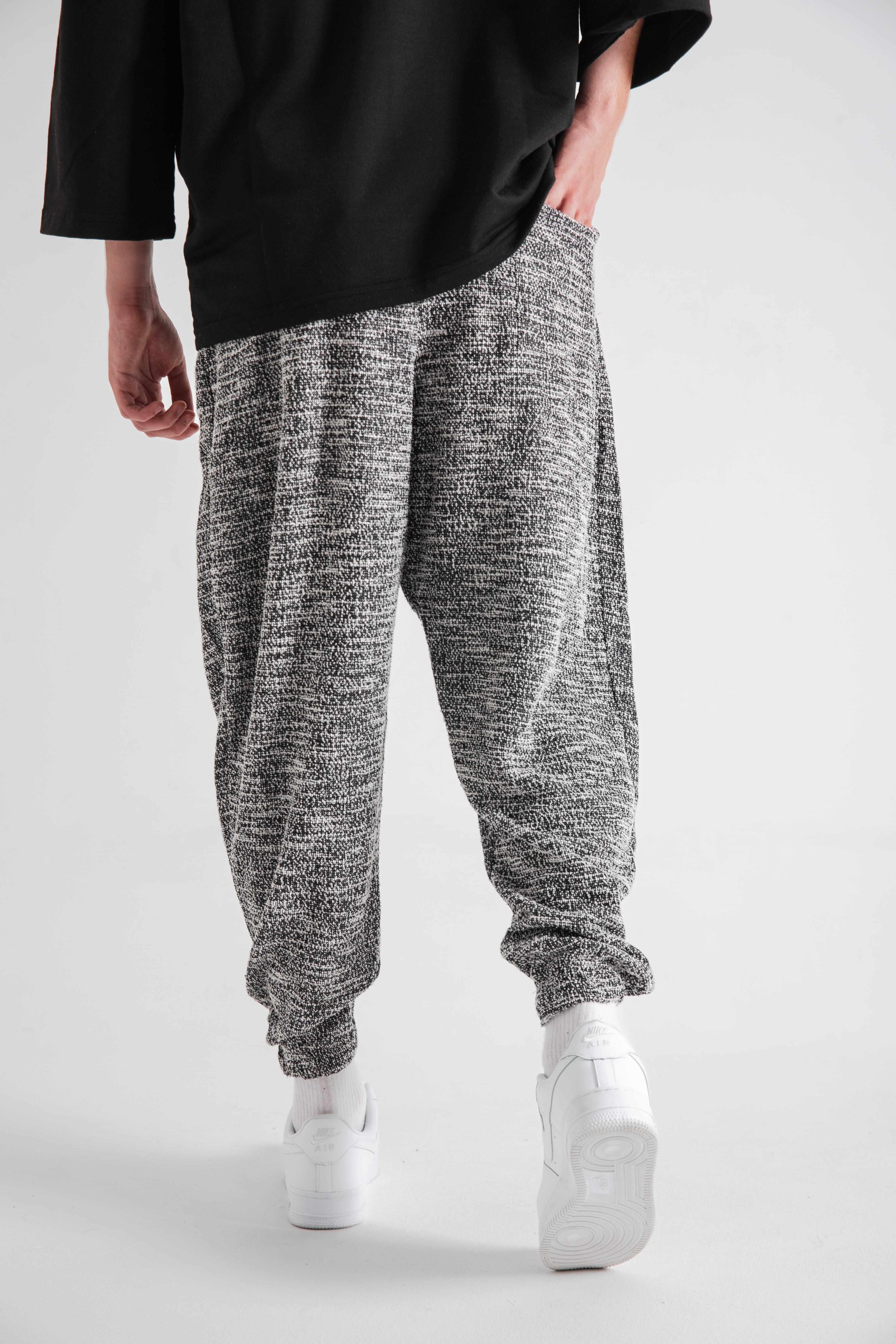 Erkek Dotted Pattern Pileli Eşofman Altı