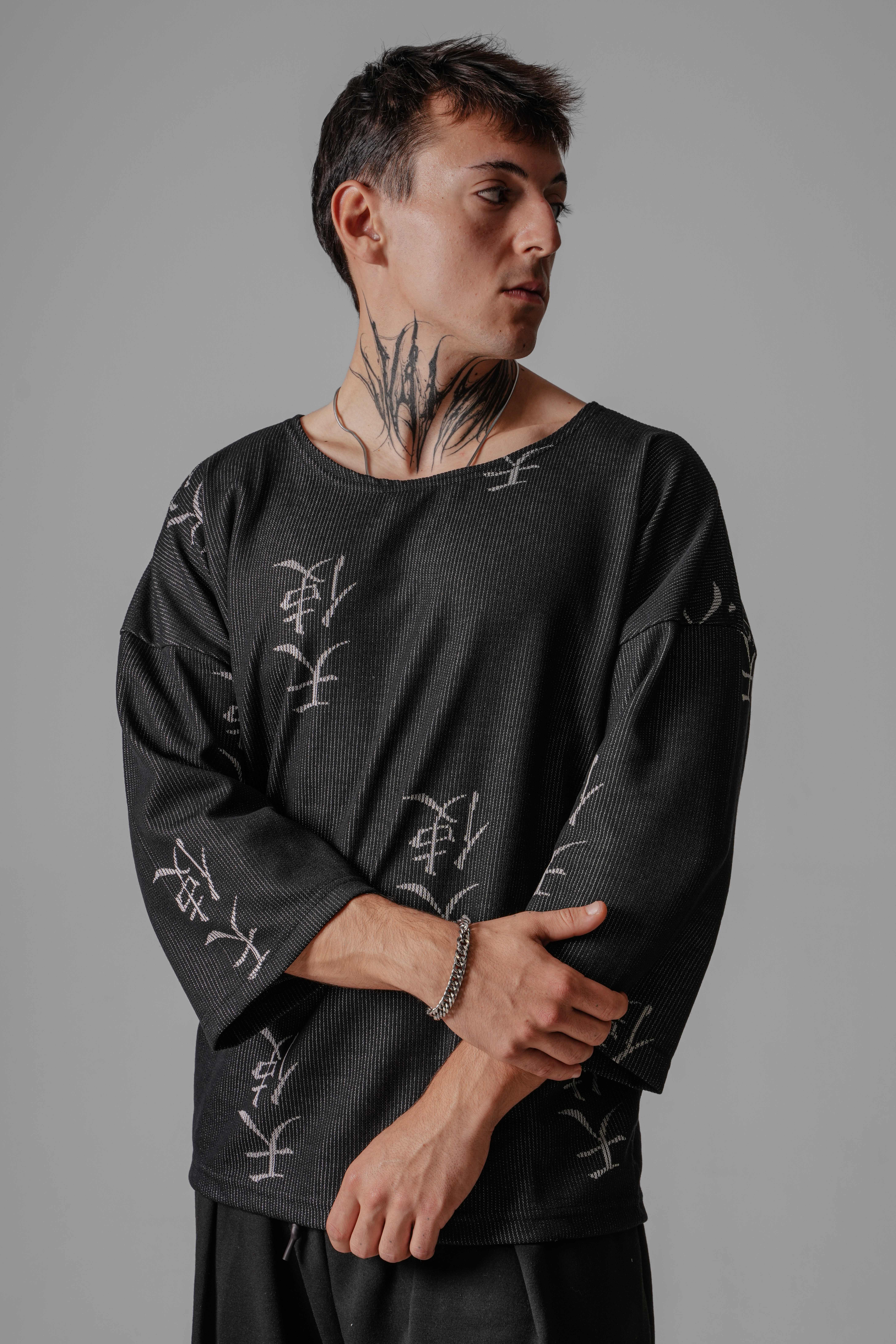 Erkek Siyah Japon Fakir Kol Sweat