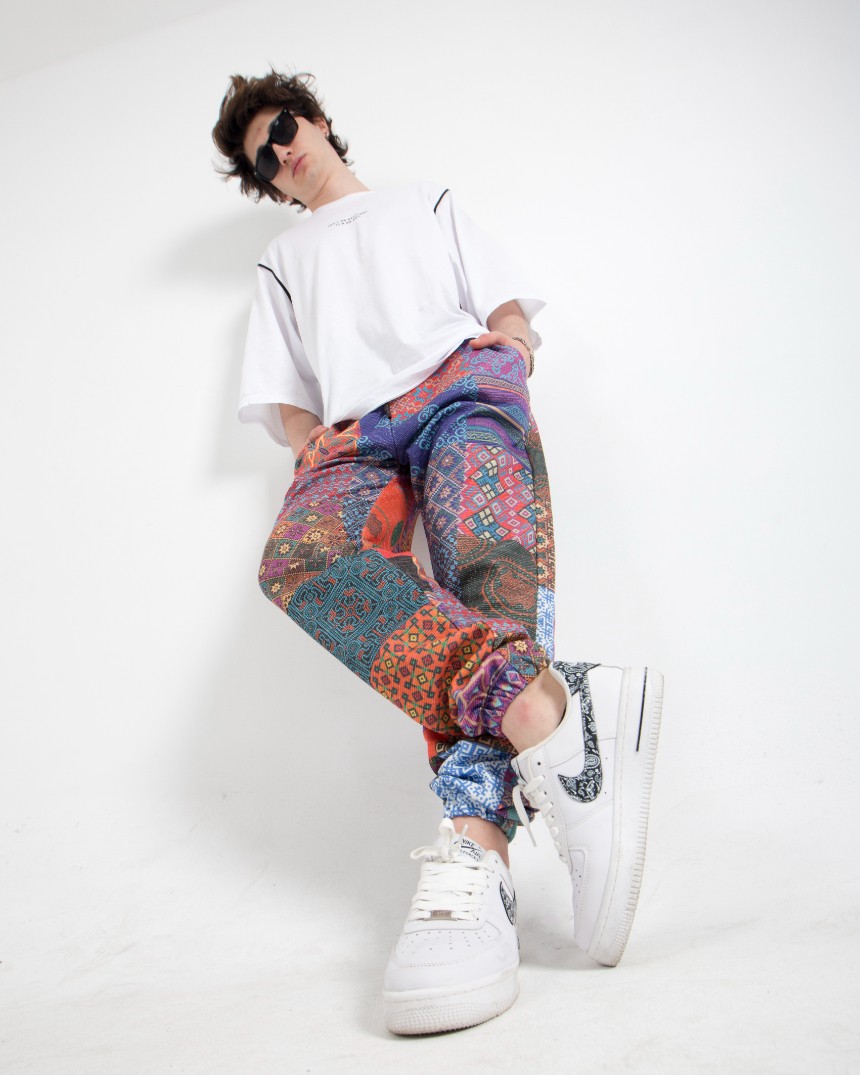 Erkek Colorful Bohem Oversize Eşofman Altı