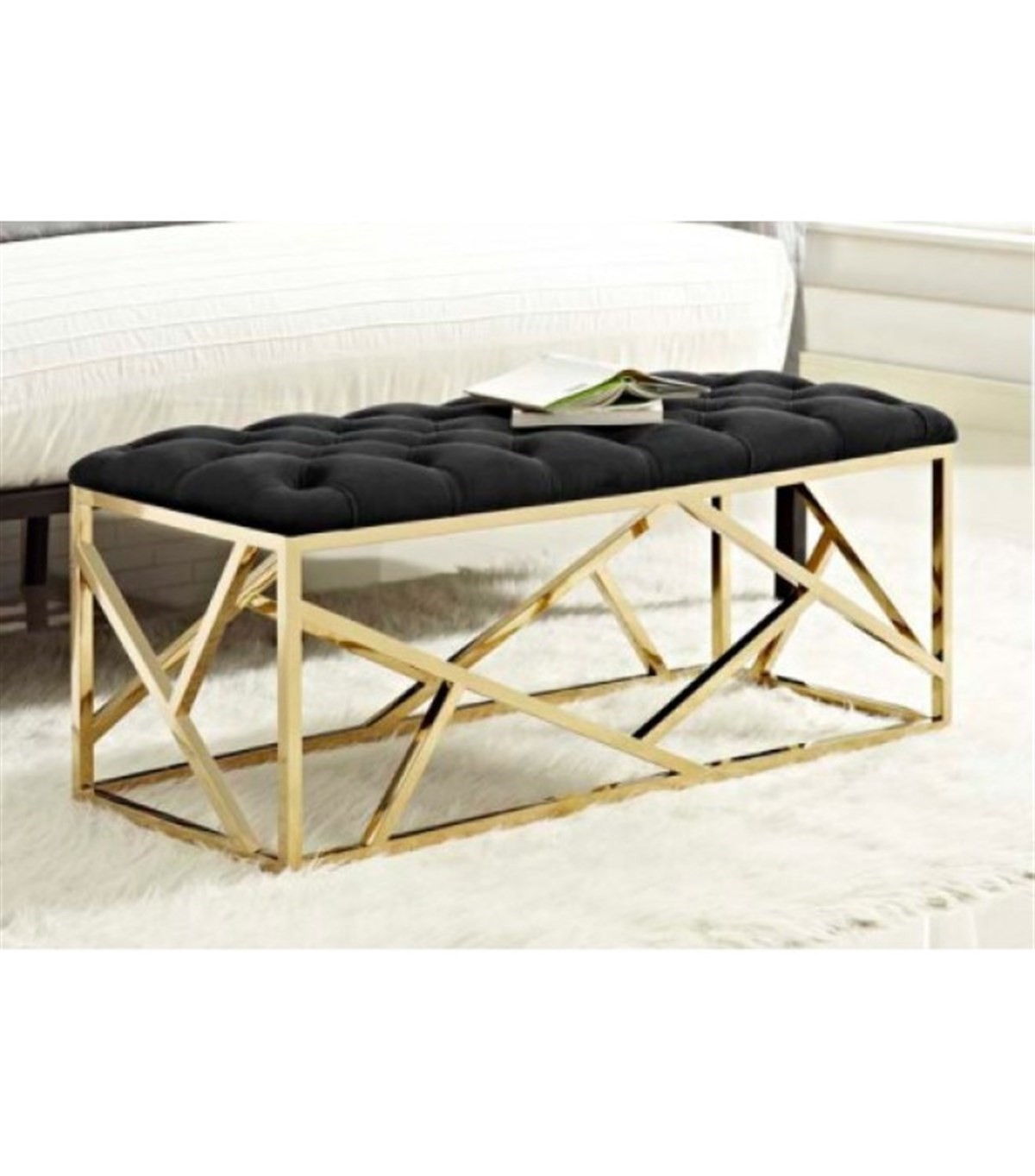 Kira Modern Gold Long Bench