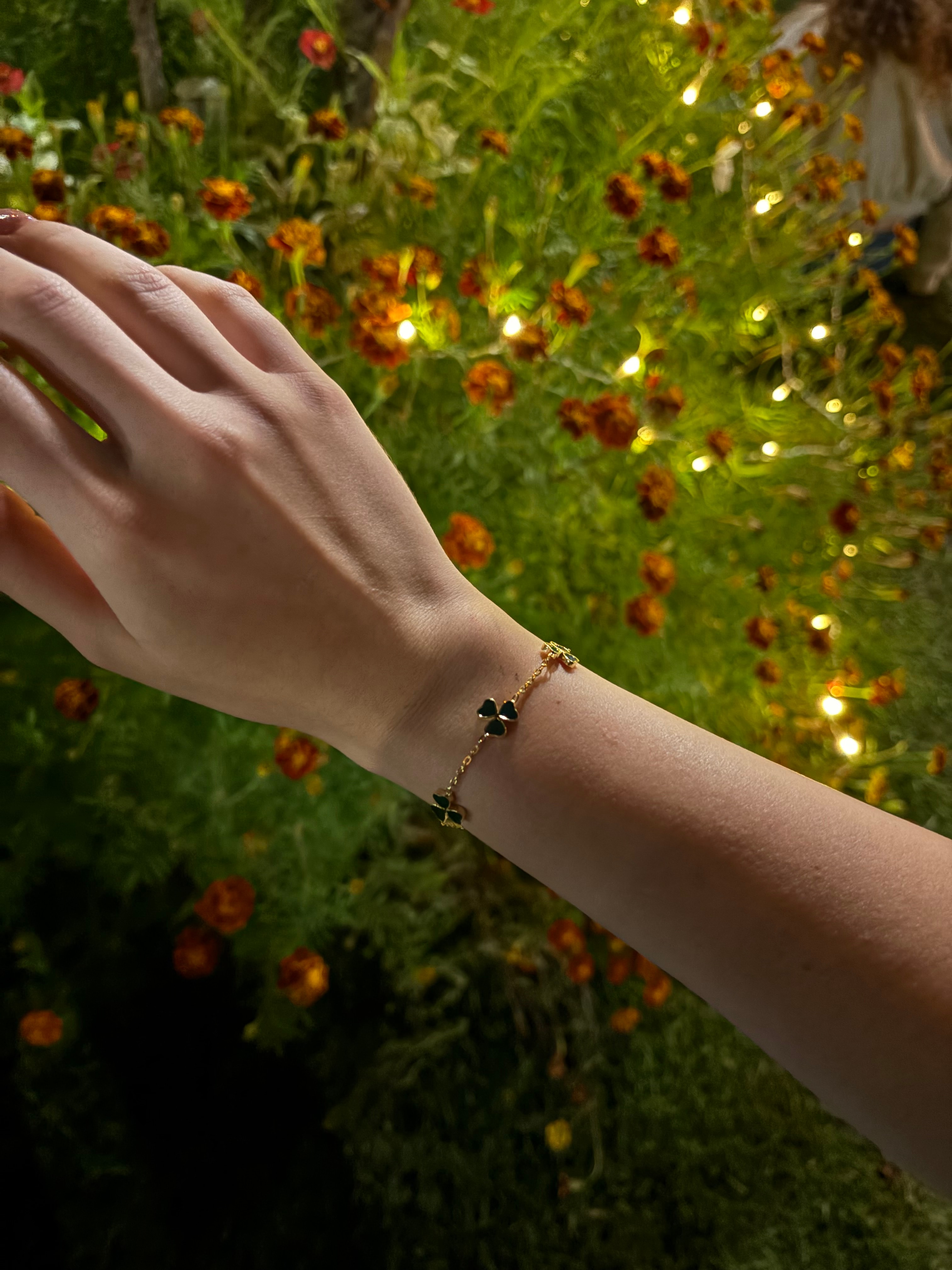 925 Sterling Gold Clover Bracelet
