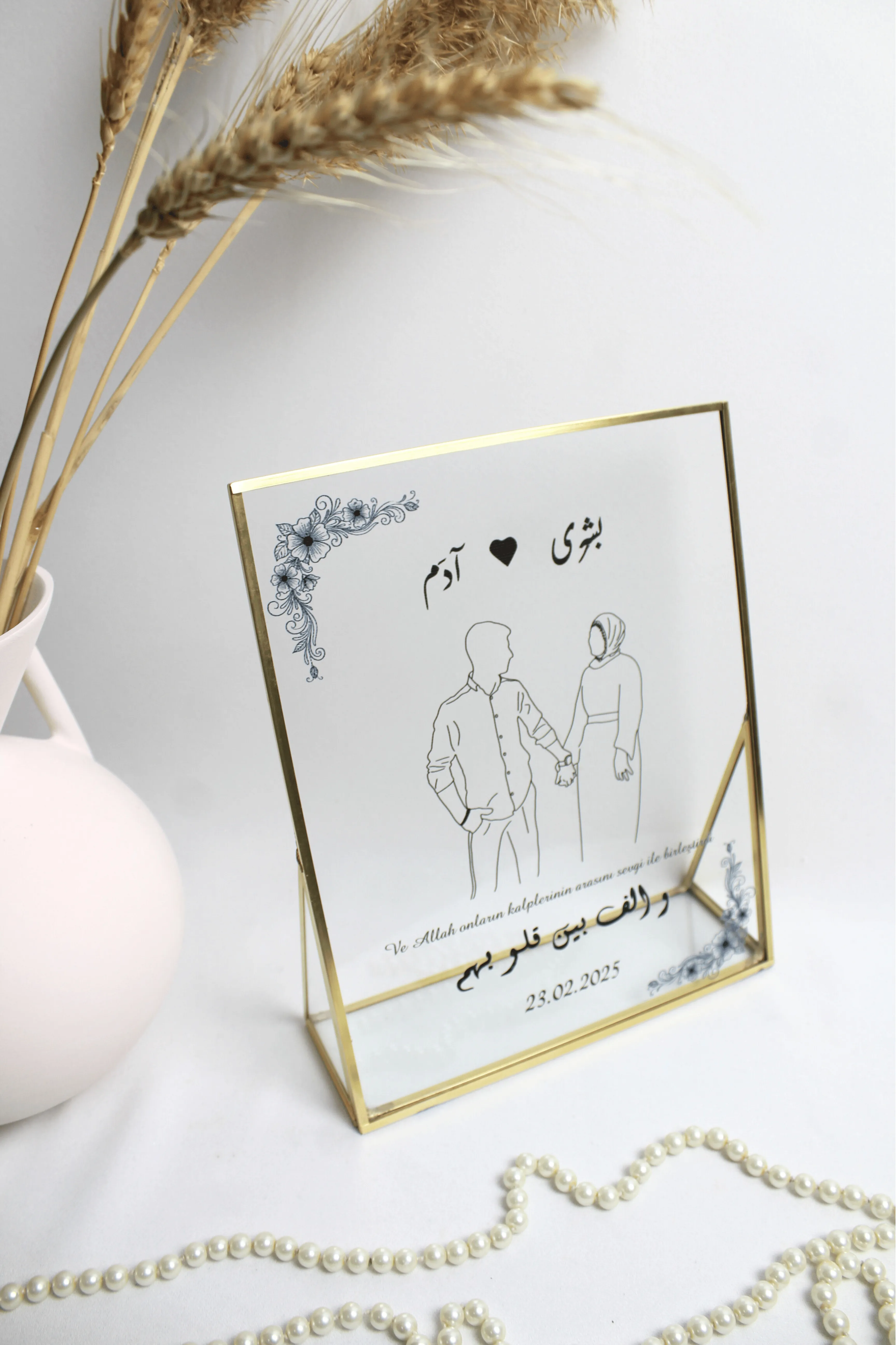 Çift Özel Çizimli Masaüstü Çiçekli Enfal17 