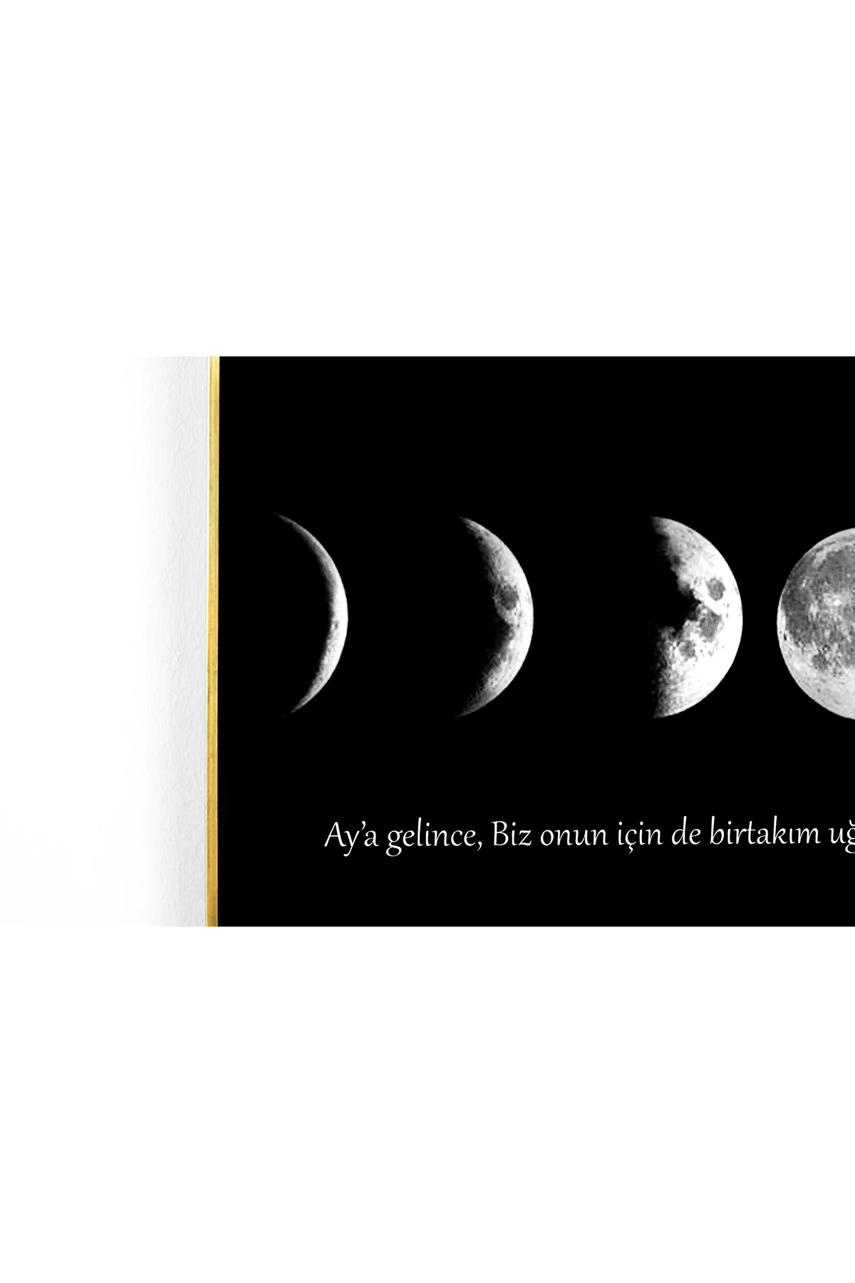 Ay Döngüsü Yasin Suresi 39. ayet Pirinç Çerçeveli Cam duvar tablosu