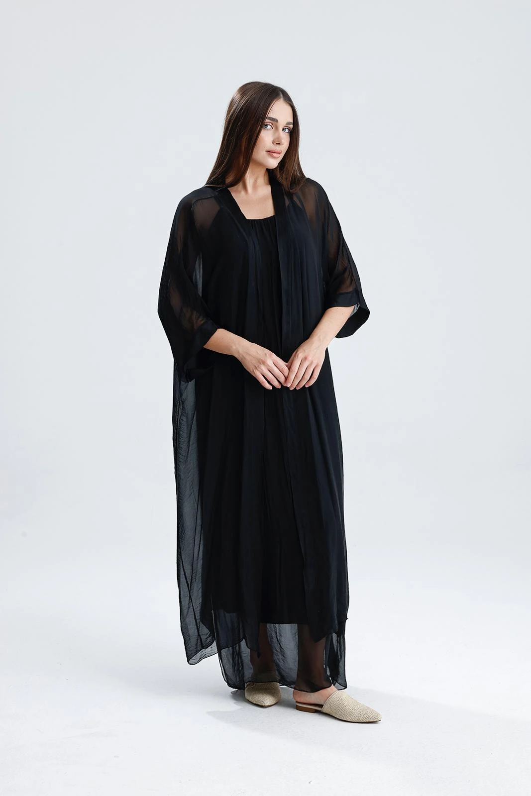 İTALYAN İPEK UZUN ELBİSE