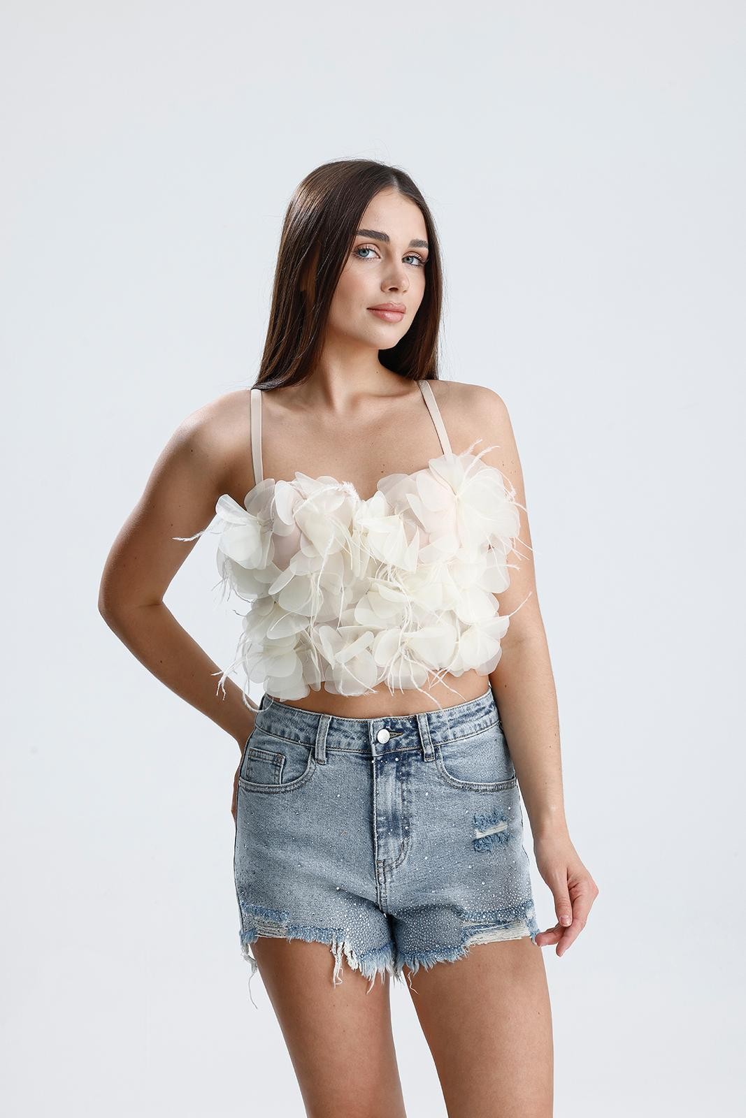 İTALİAN TAŞLI KOT SHORT