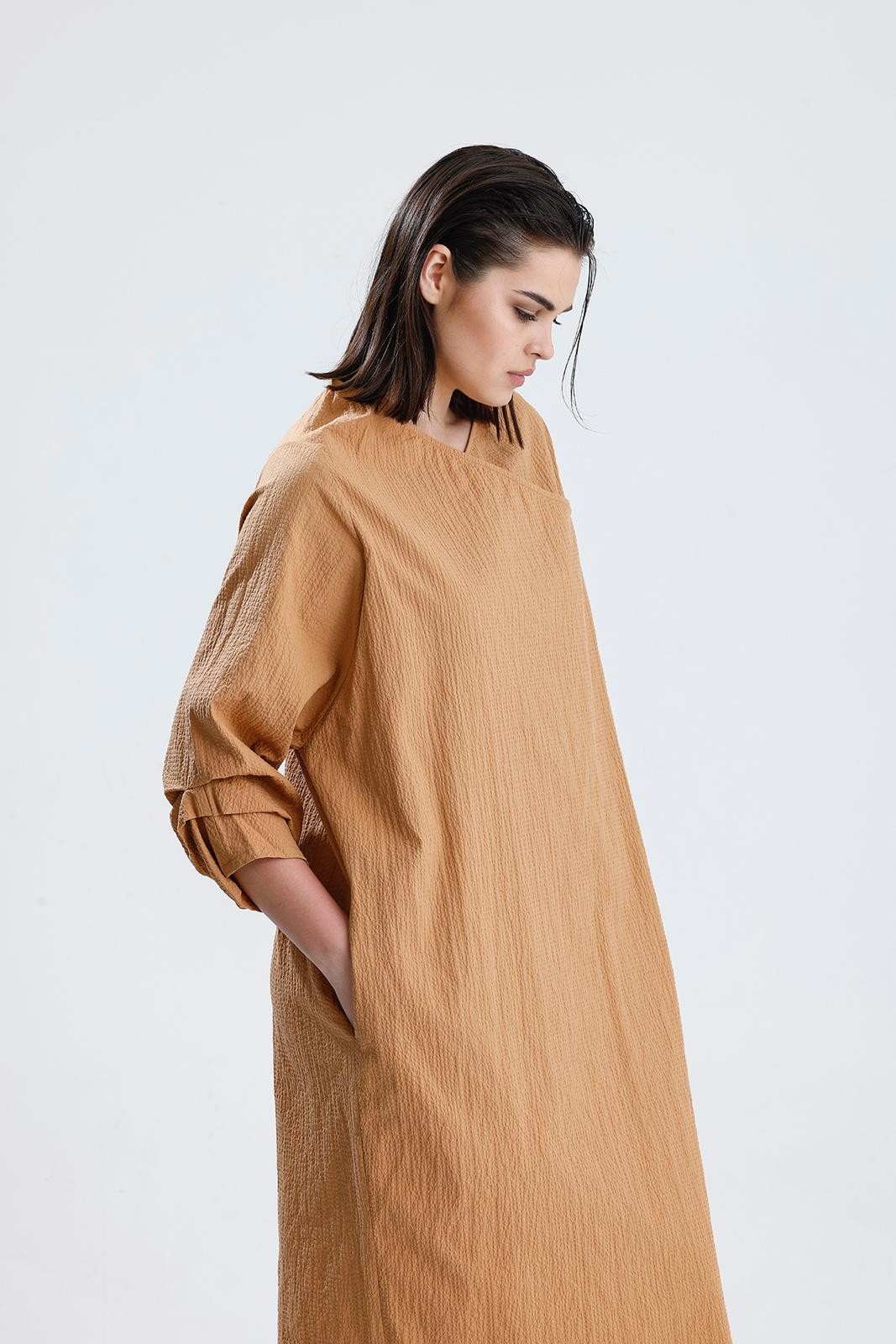 BÜYÜK BEDEN CAMEL ELBİSE
