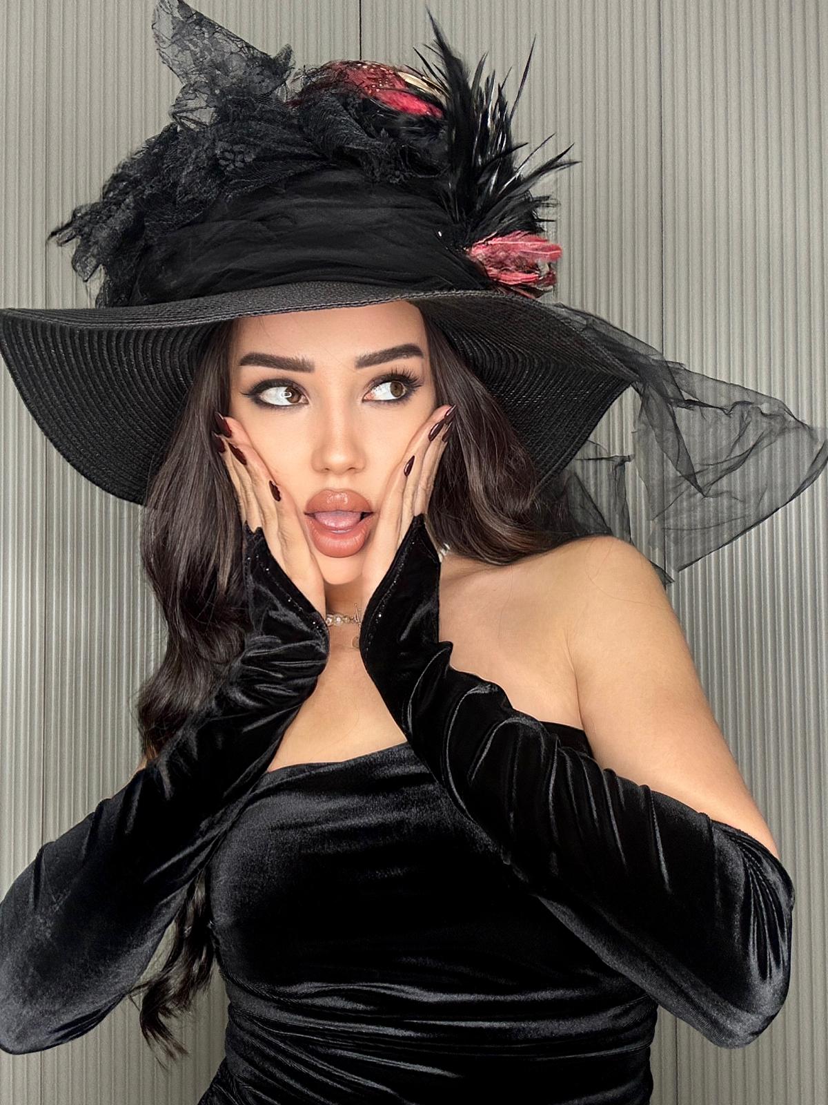 STRAPLEZ DRAPELİ SİYAH KADİFE ŞIK ELBİSE