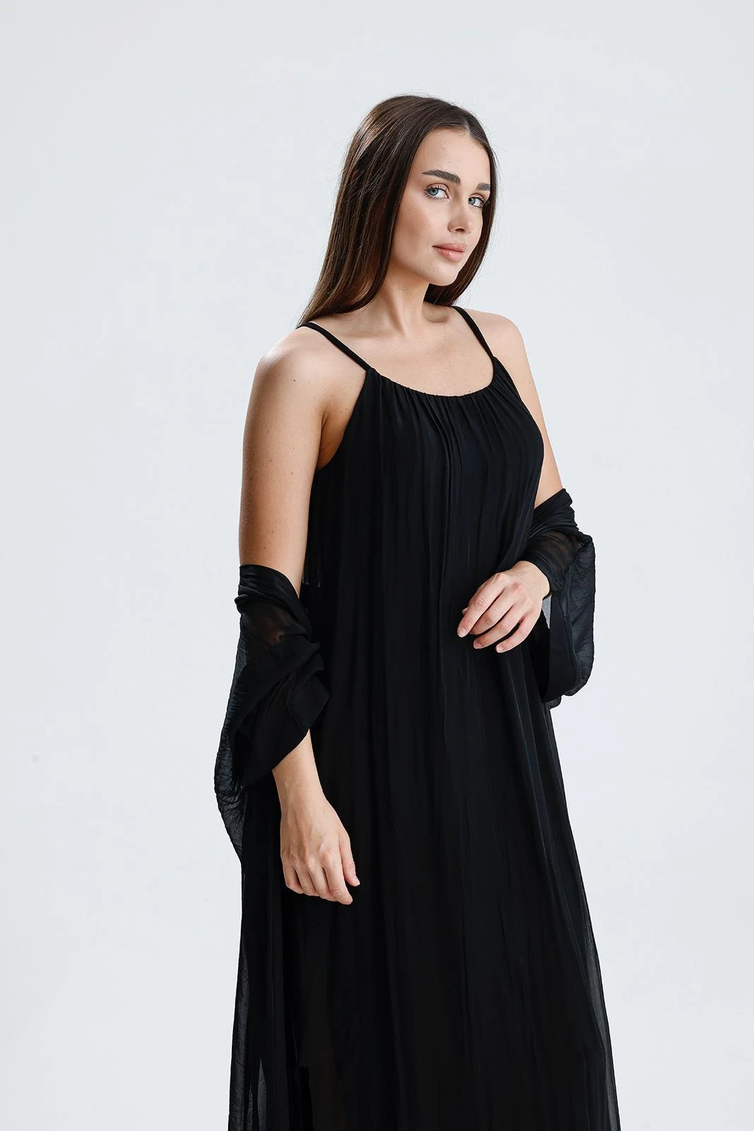 İTALYAN İPEK UZUN ELBİSE